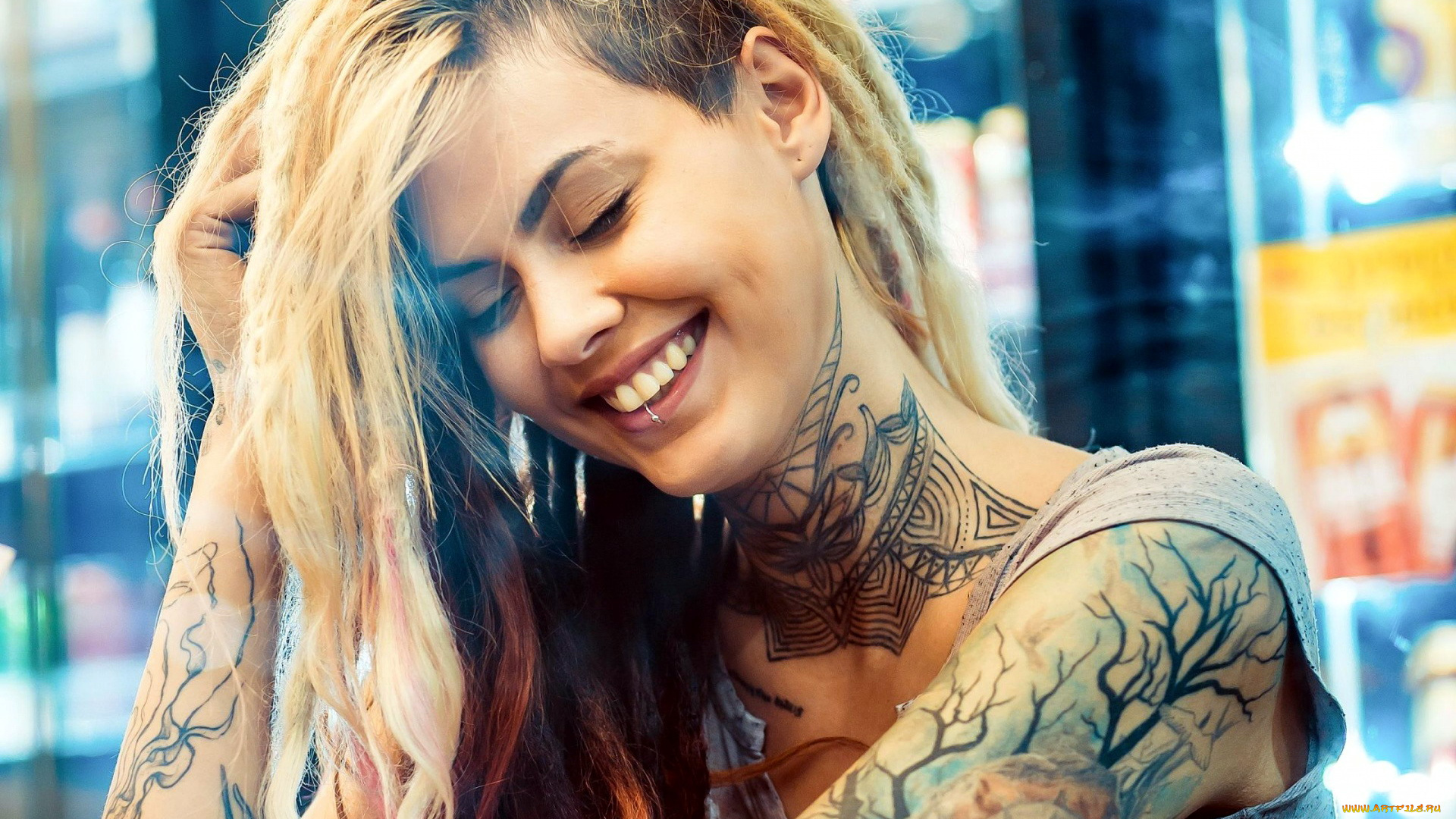 девушки, -, лица, , портреты, тату