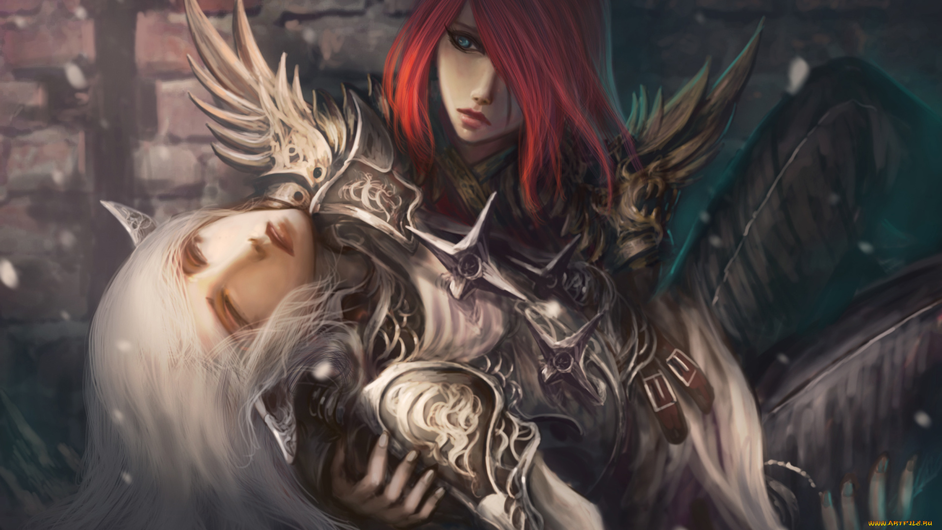 фэнтези, эльфы, девушки, фон, латы