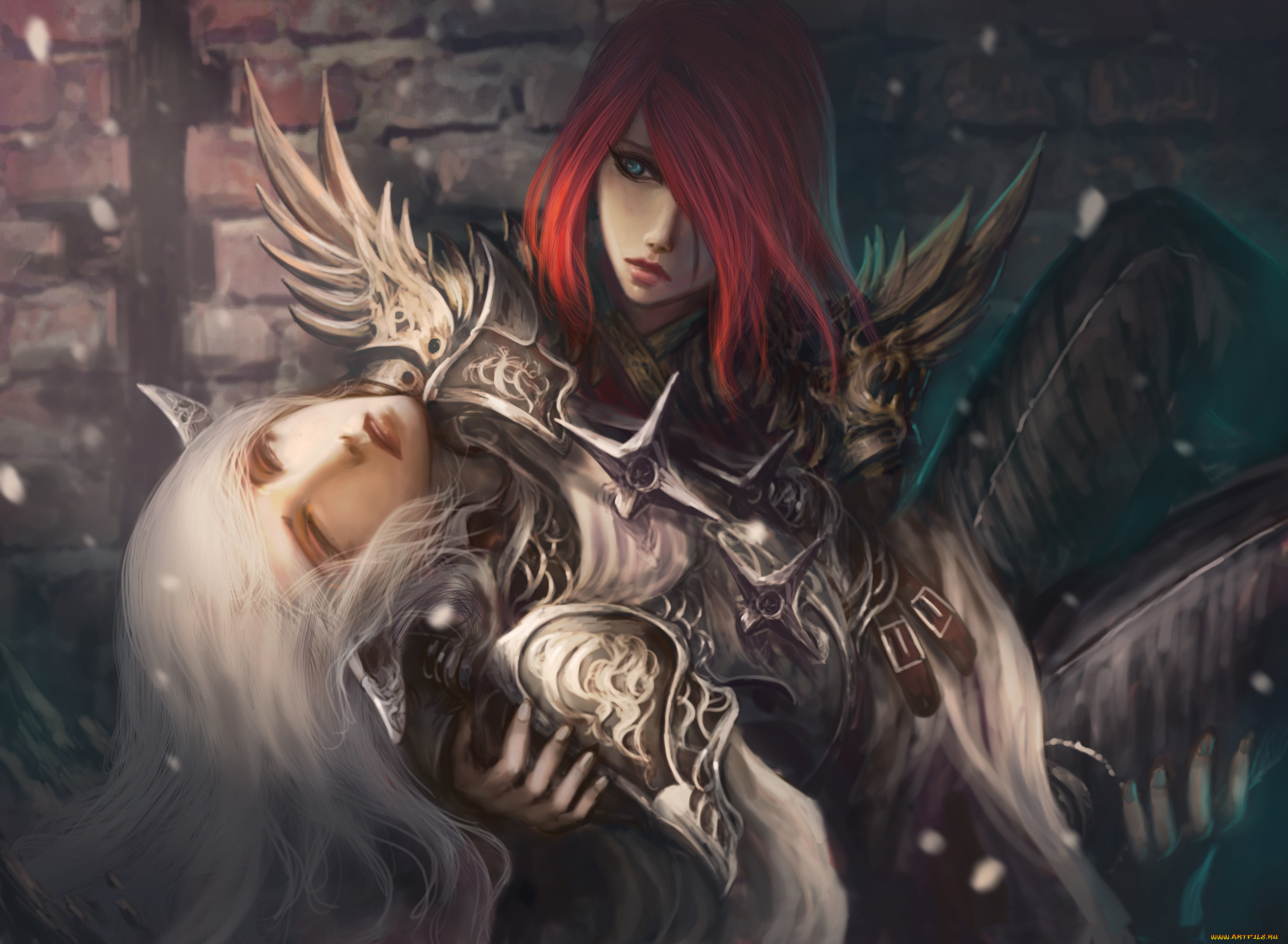 фэнтези, эльфы, девушки, фон, латы