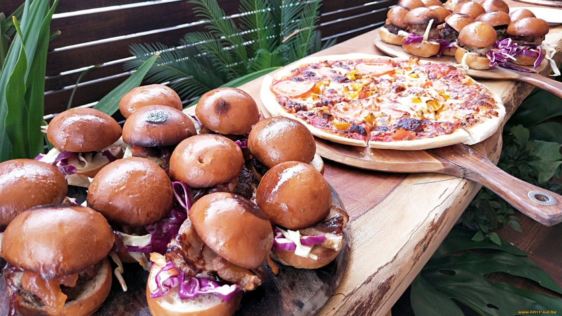 еда, разное, пиццы, гамбургеры