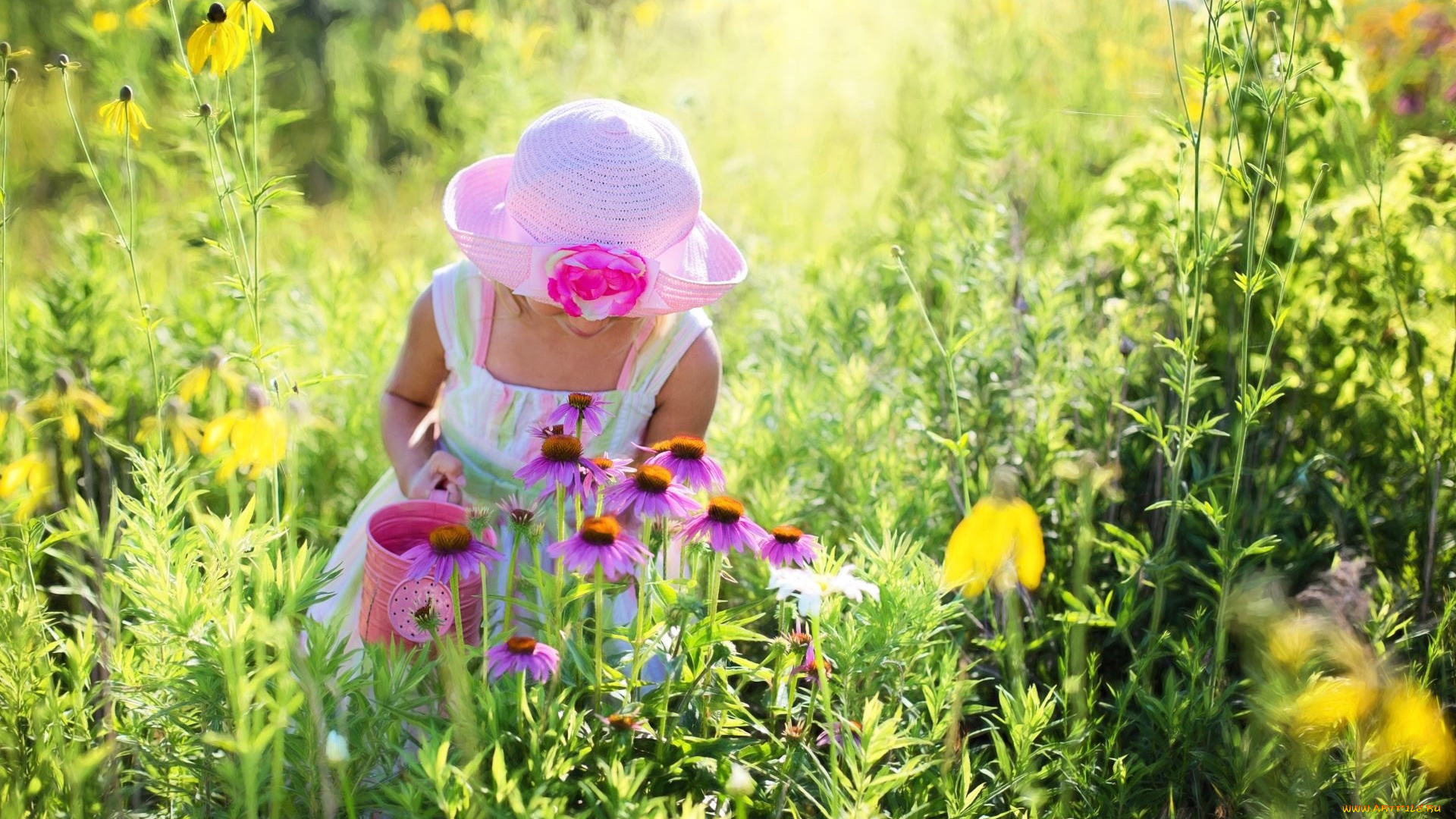 разное, дети, девочка, шляпа, цветы