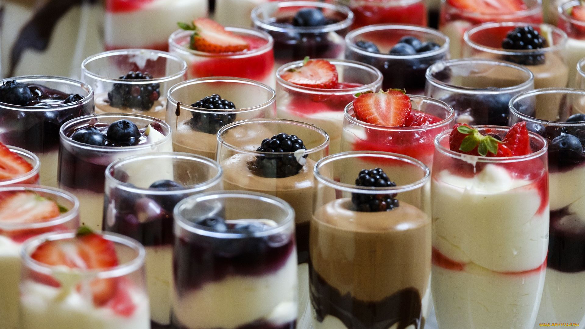 еда, мороженое, , десерты, стаканы, десерты, ассорти, ягоды