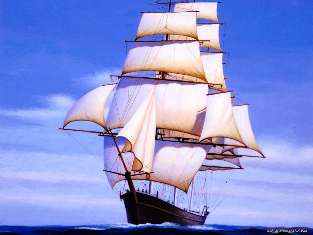 корабли, рисованные