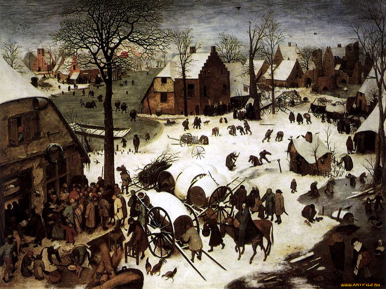 pieter, bruegel, перепись, вифлееме, рисованные