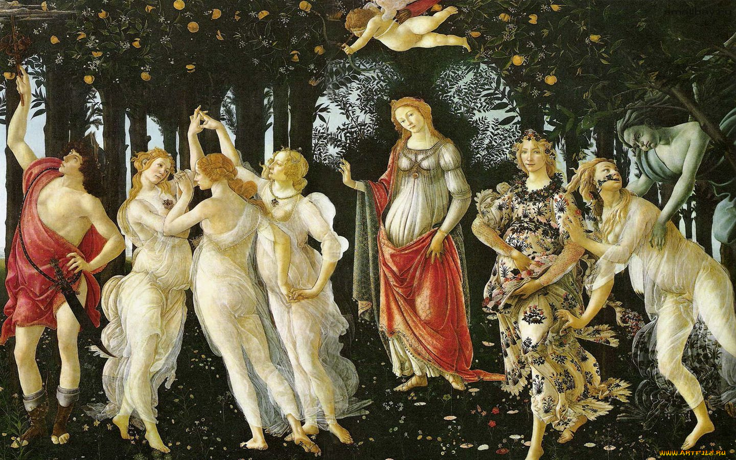 боттичелли, весна, рисованные, sandro, botticelli