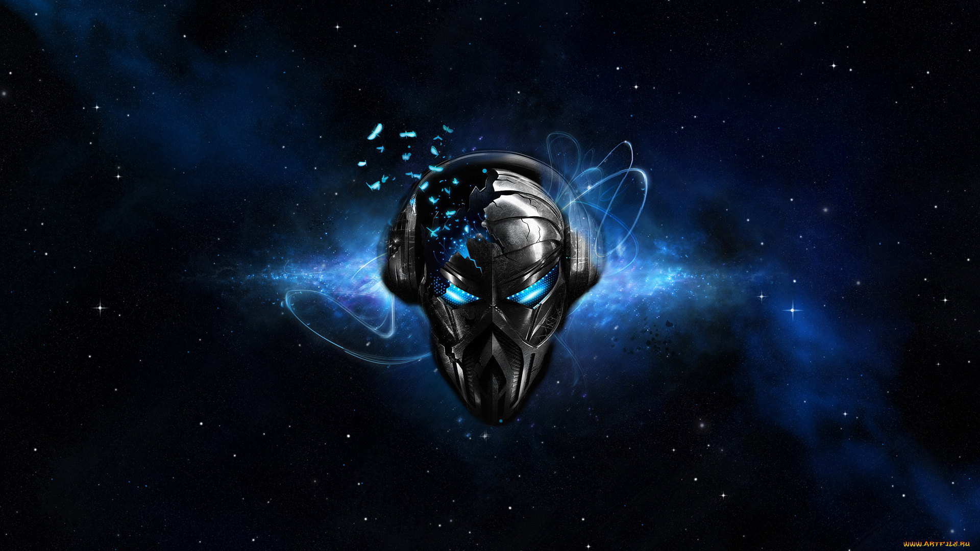 3д, графика, fantasy, фантазия, космос, метал, робот, маска