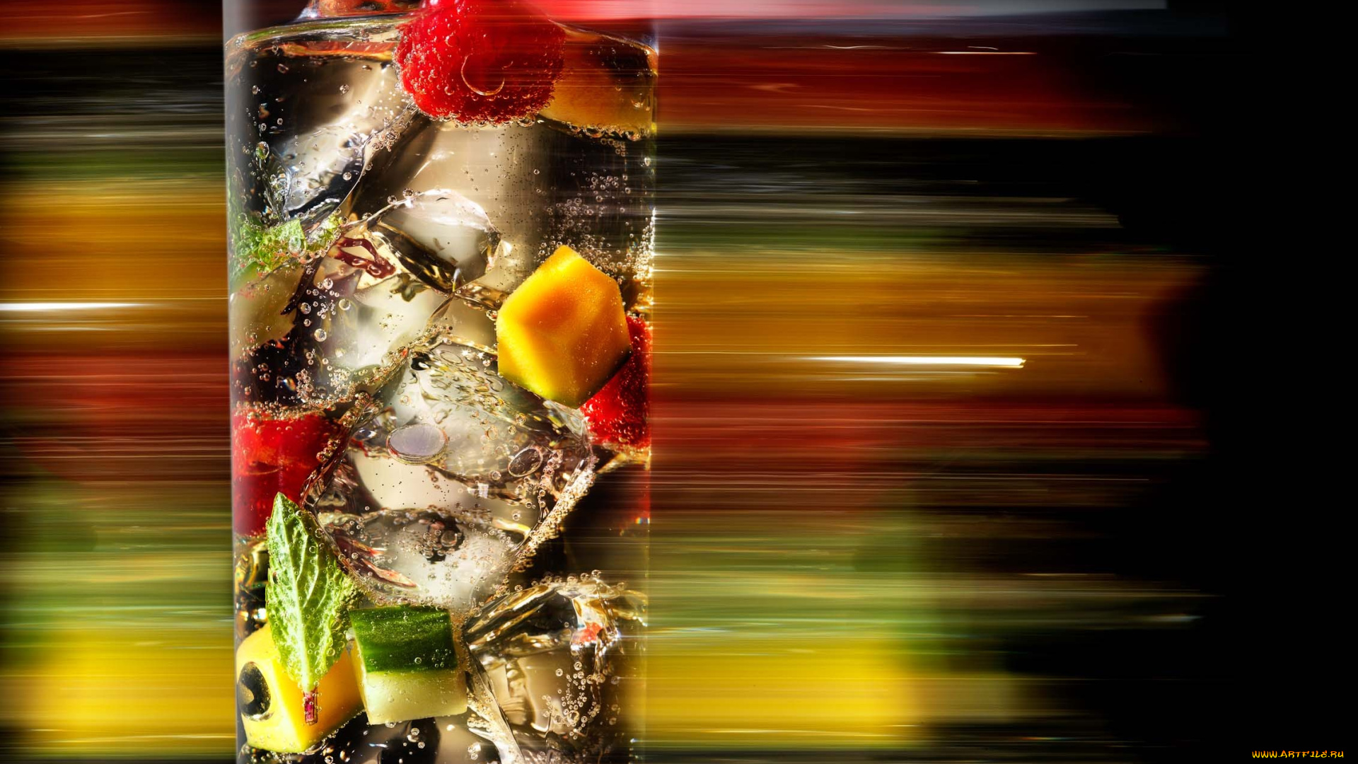 еда, напитки, коктейль, стакан, фрукты, лед