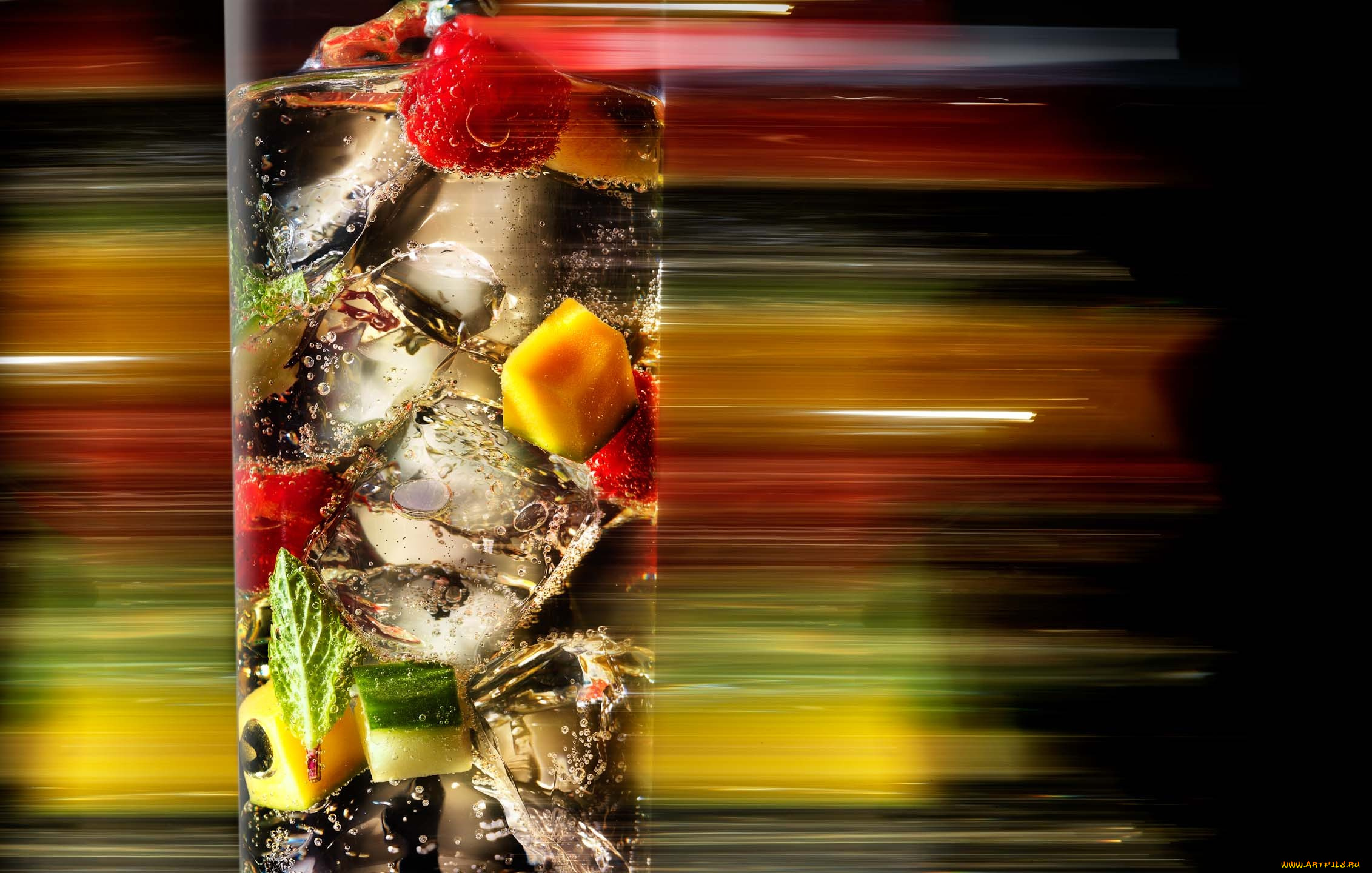 еда, напитки, коктейль, стакан, фрукты, лед