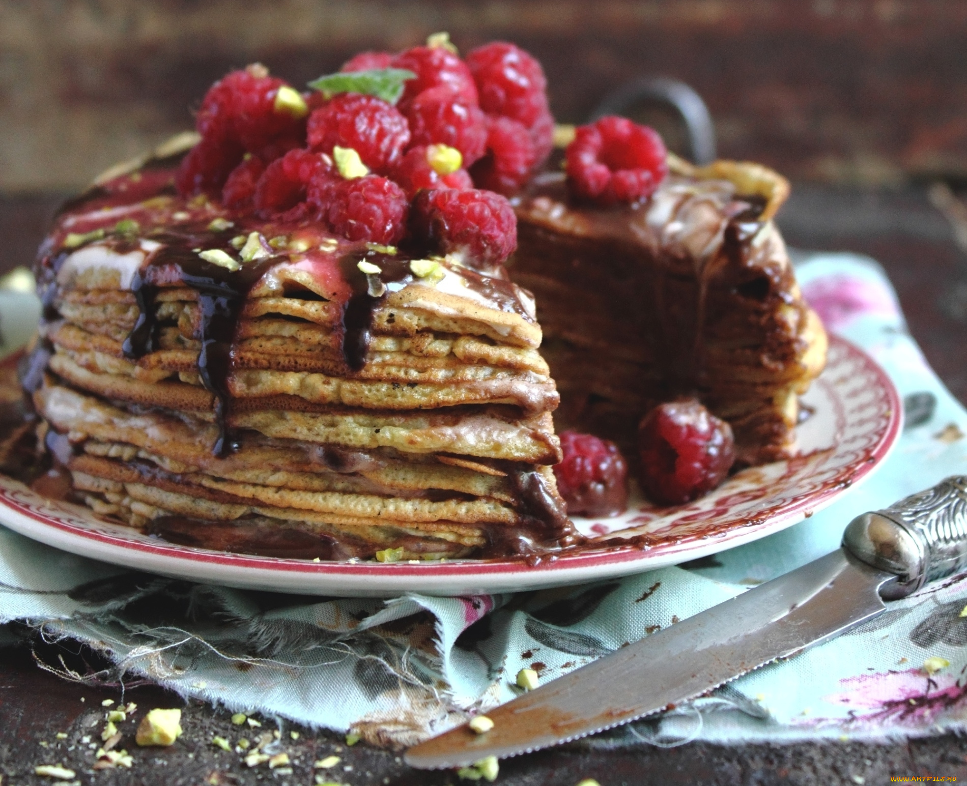 еда, пирожные, кексы, печенье, блинный, торт, шоколад, малина