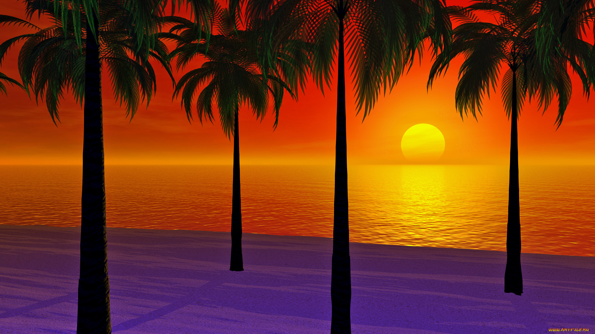 3д, графика, nature, landscape, природа, пальмы