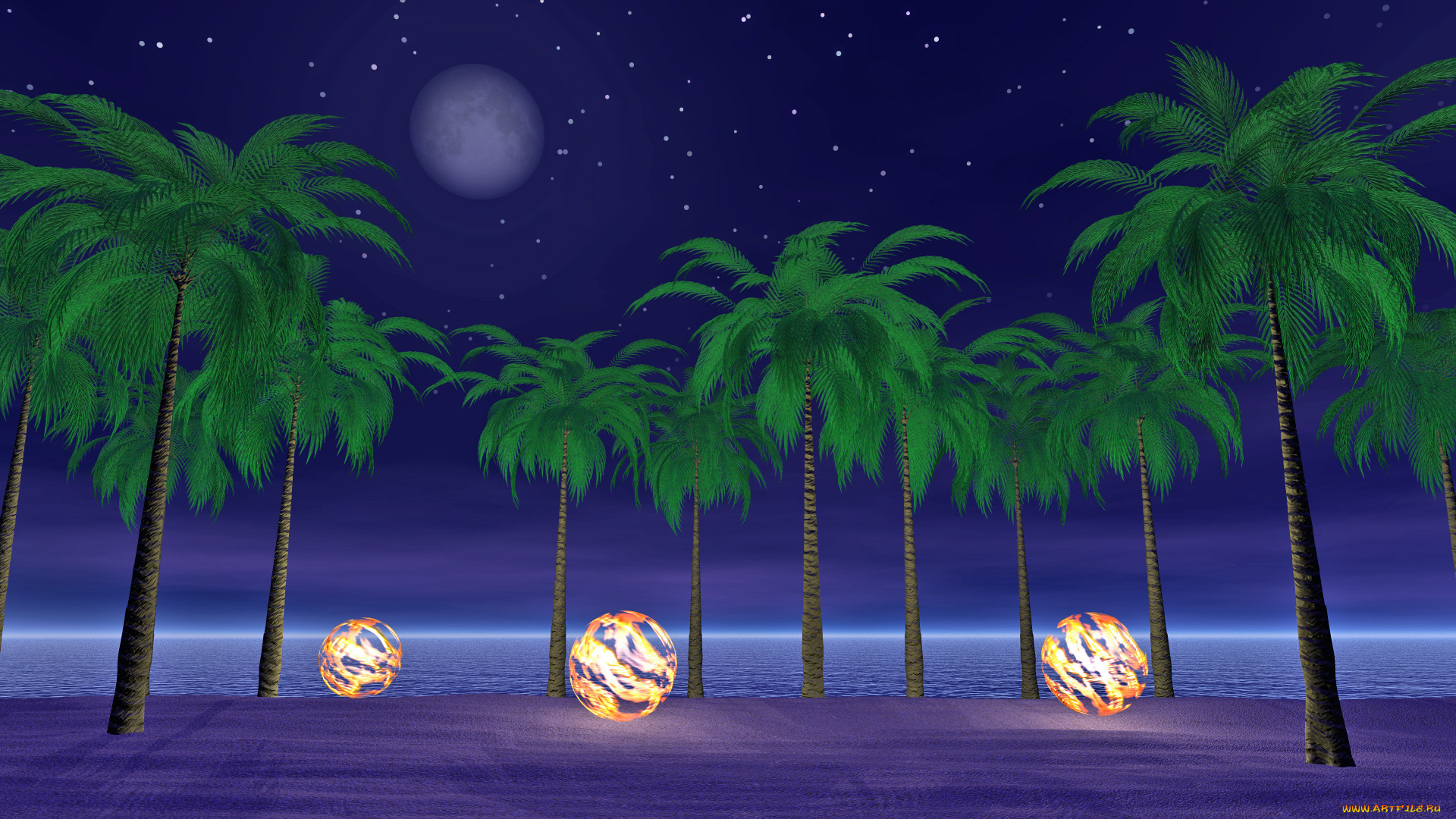 3д, графика, nature, landscape, природа, пальмы