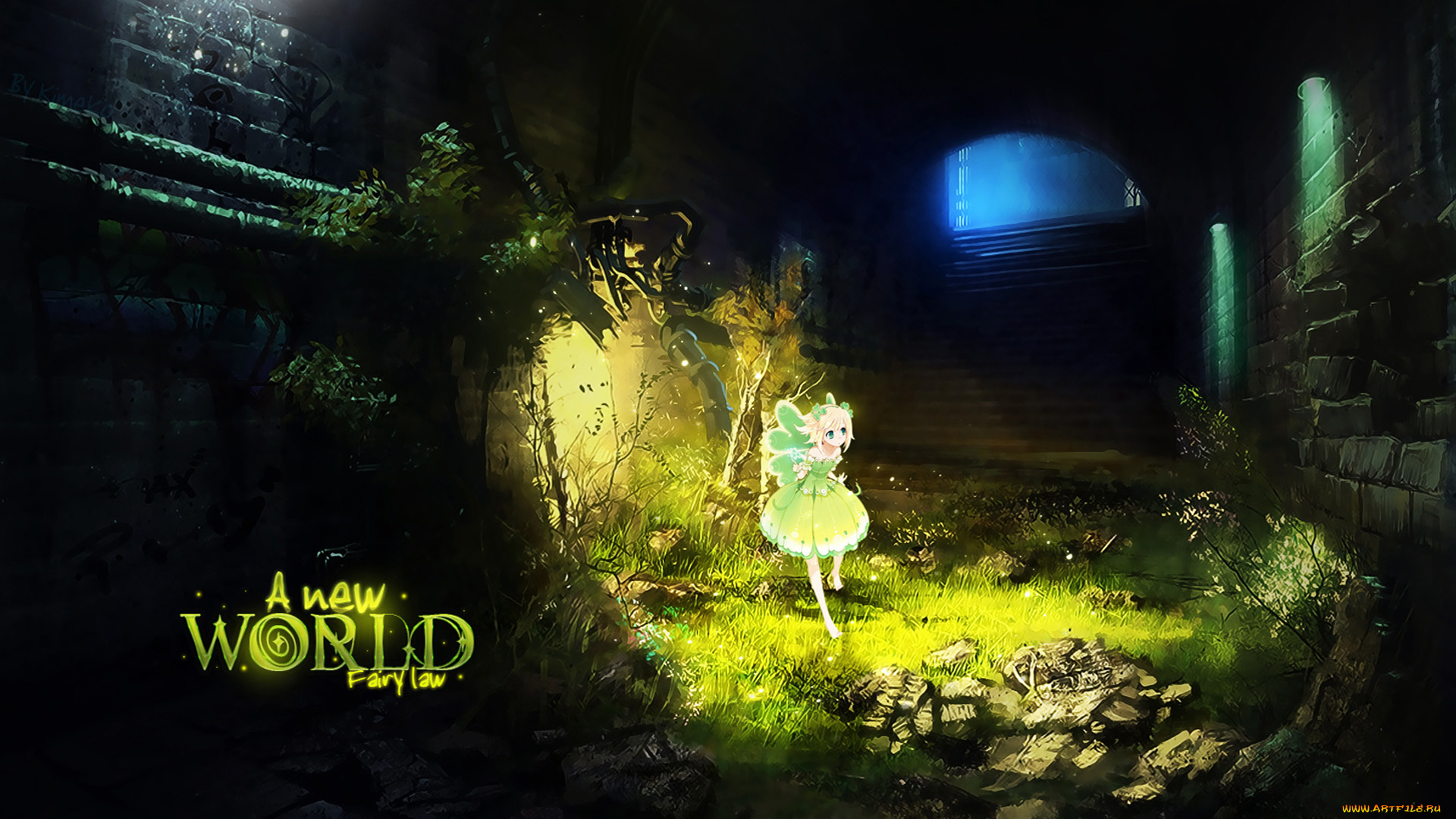 аниме, *unknown, другое, стены, ночь, свет