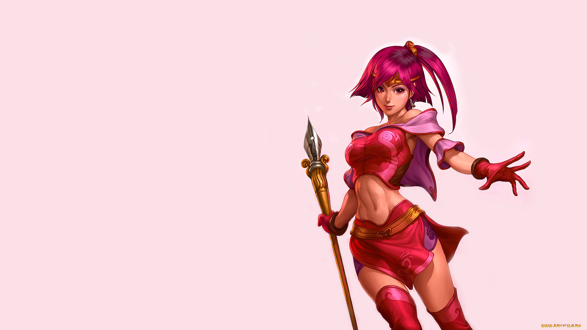 девушка, аниме, weapon, blood, technology, красный, розовый