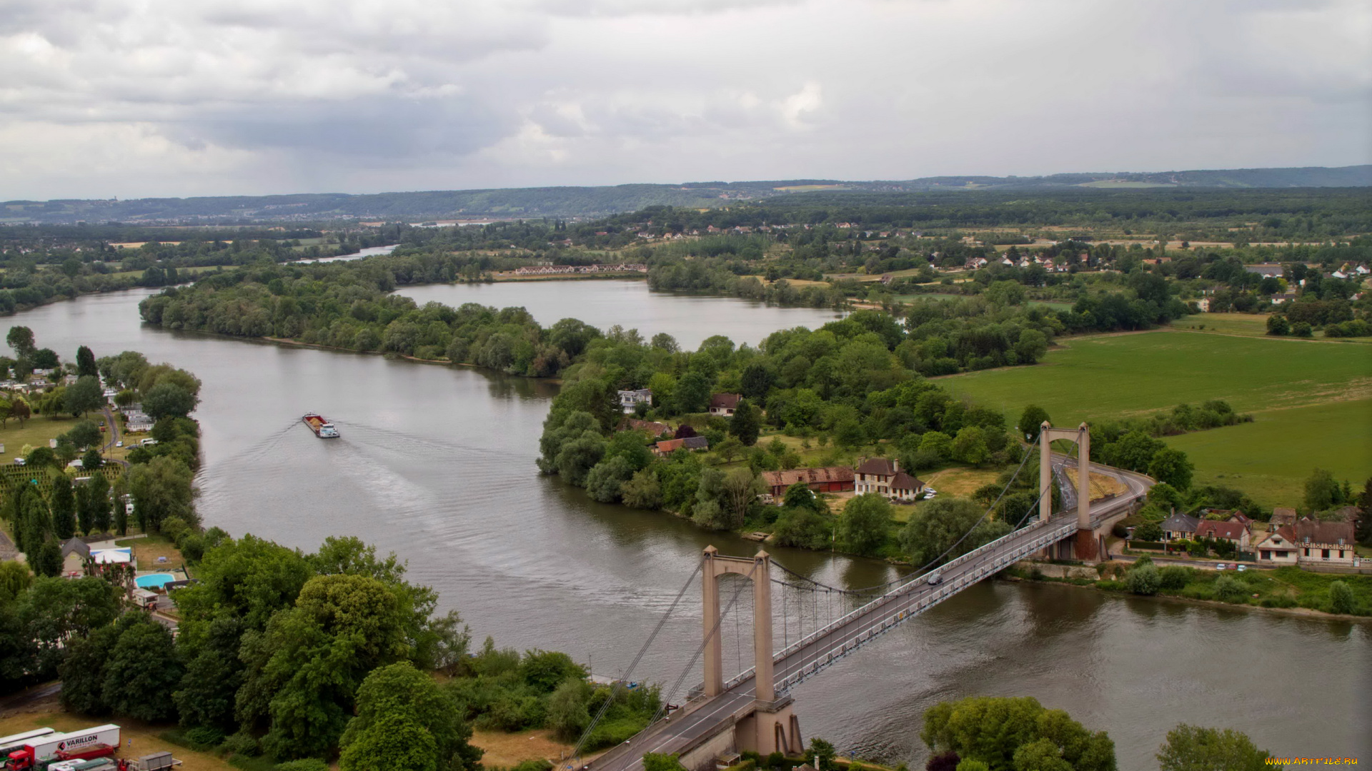 франция, ле, андели, река, сена, города, мосты