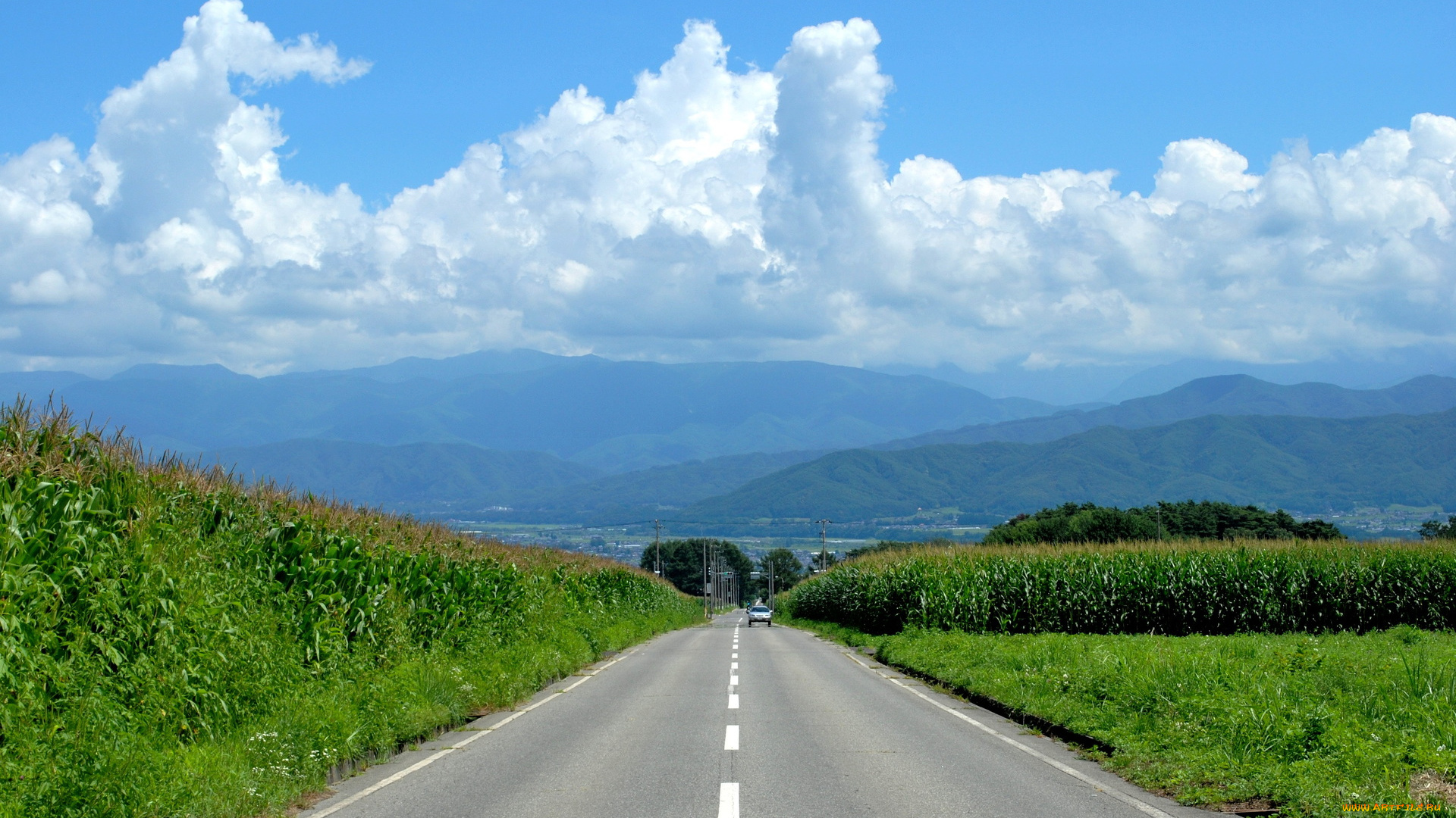 природа, дороги, облака