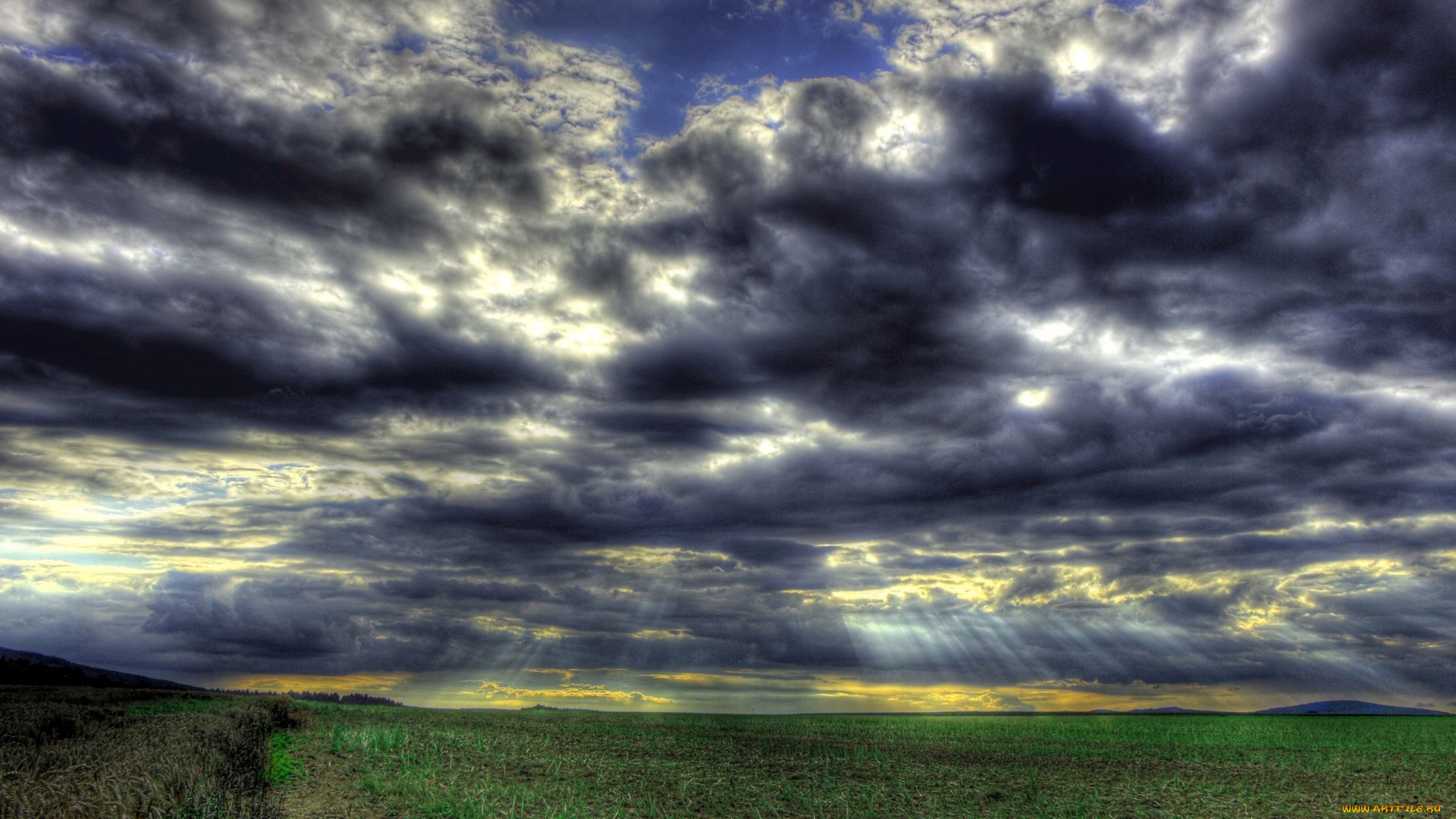 природа, поля, поле, тучи