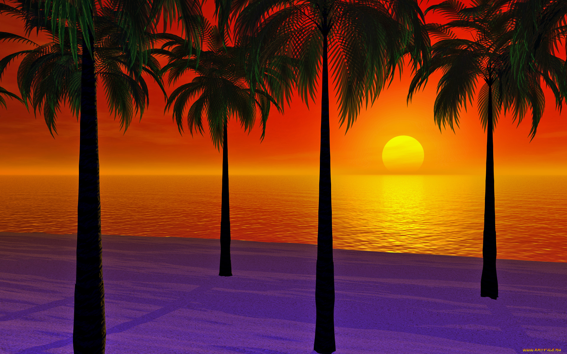 3д, графика, nature, landscape, природа, пальмы