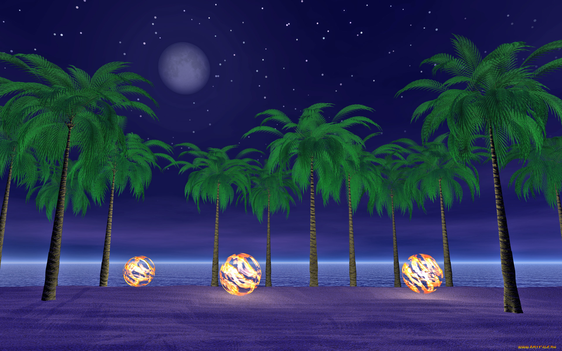 3д, графика, nature, landscape, природа, пальмы