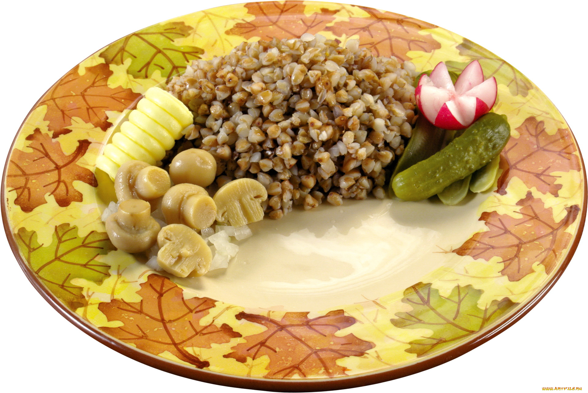 еда, вторые, блюда, огурцы, каша, гречка, грибы