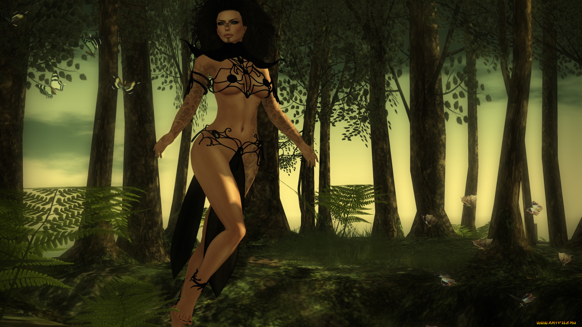 3д, графика, fantasy, фантазия, лес, девушка