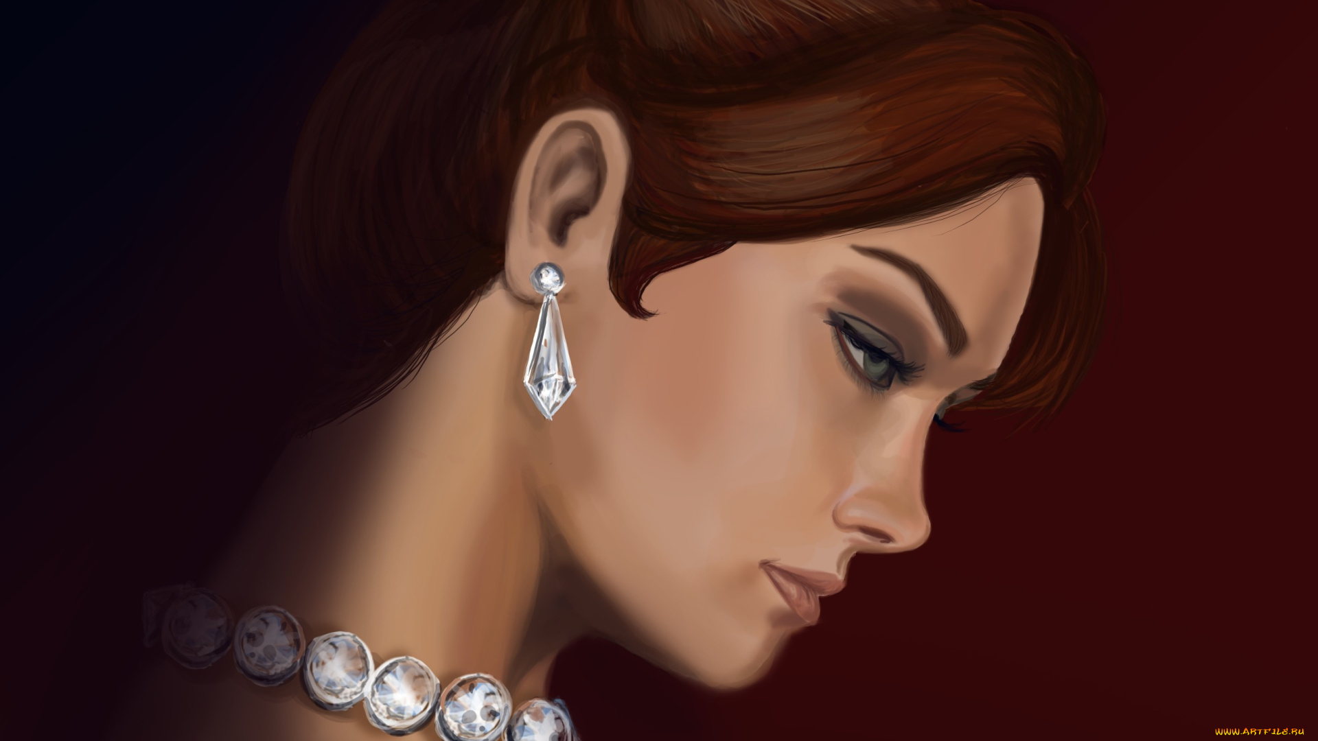 рисованные, люди, взгляд, девушка