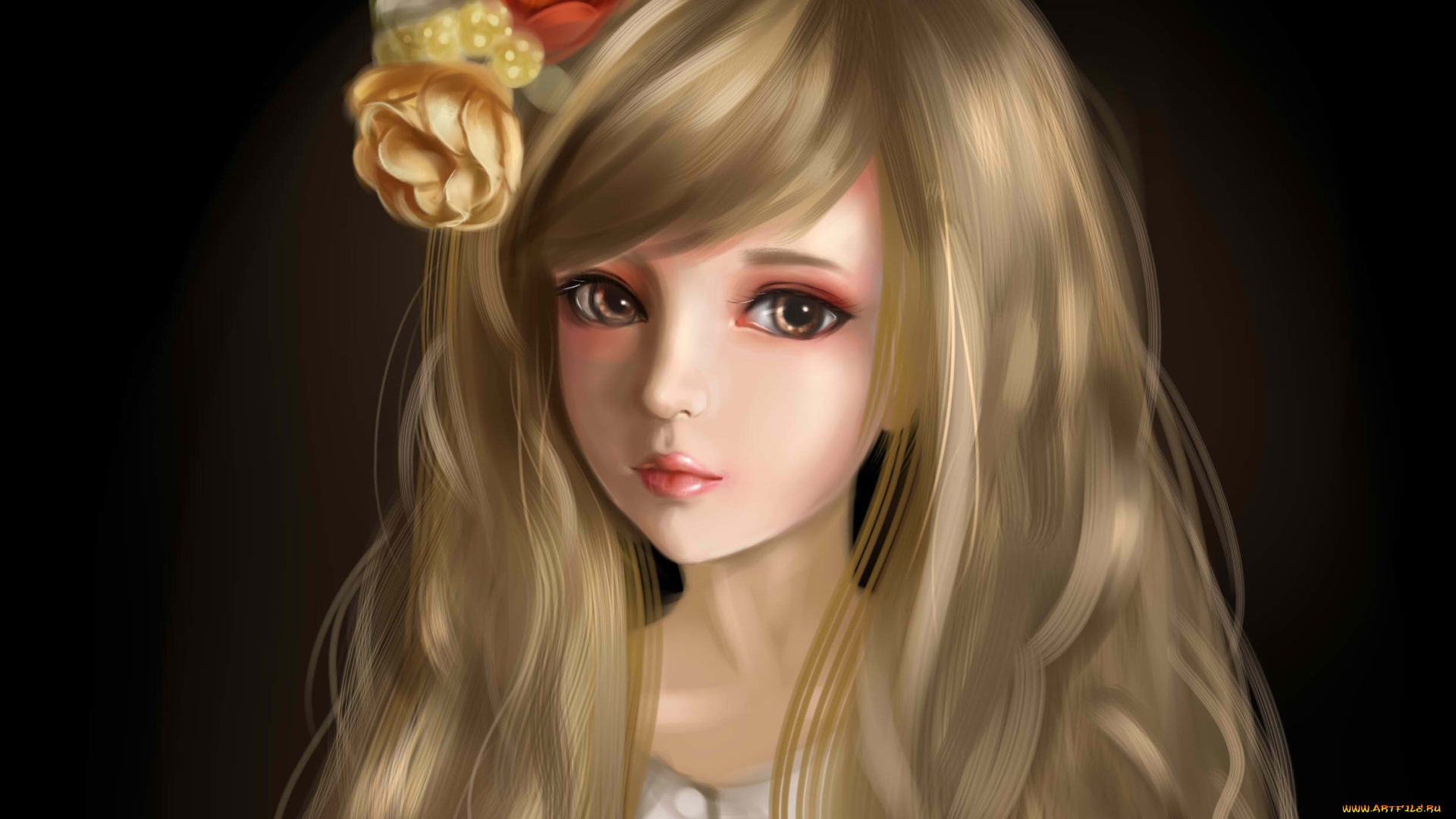 рисованные, люди, взгляд, девушка