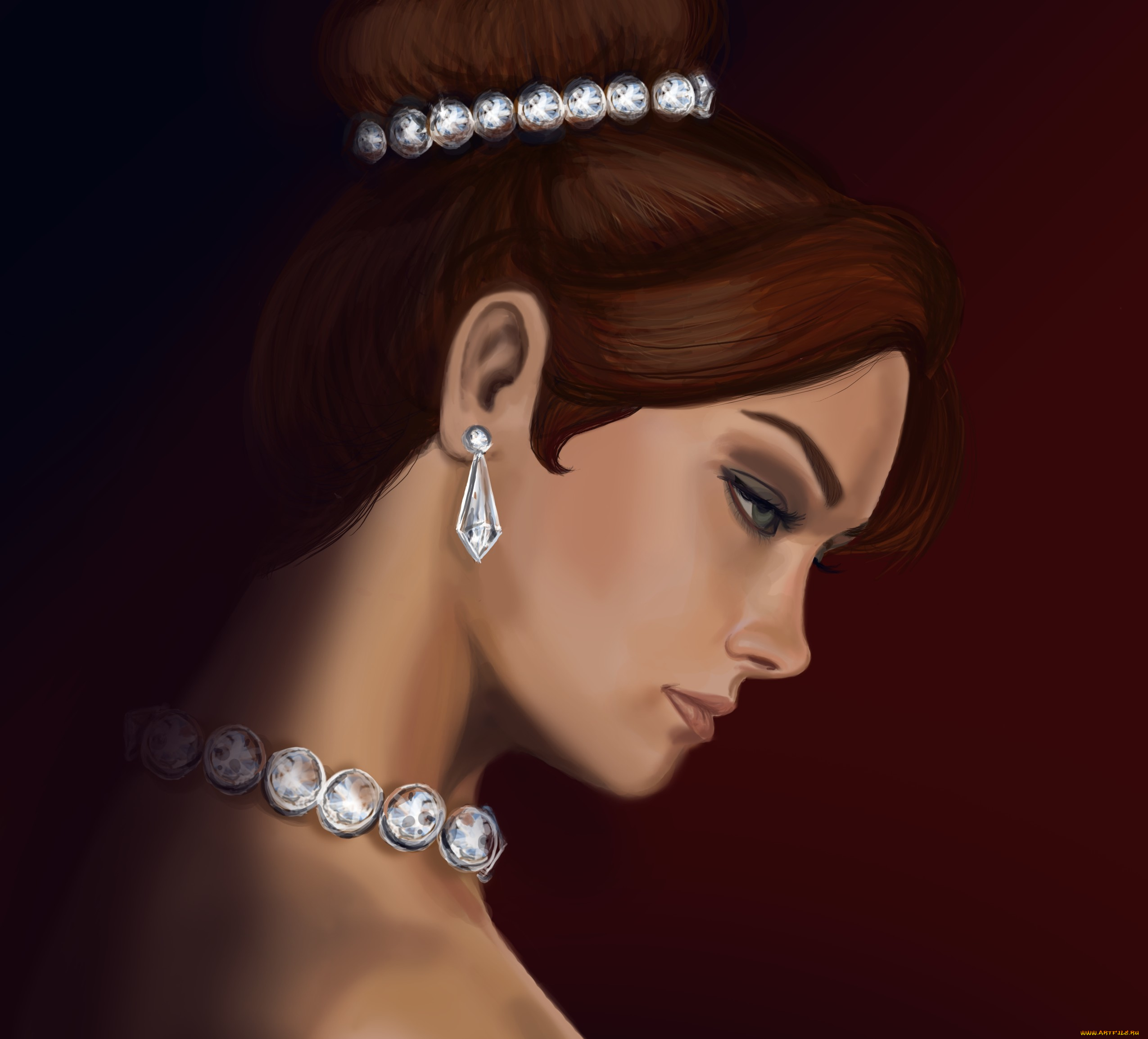 рисованные, люди, взгляд, девушка