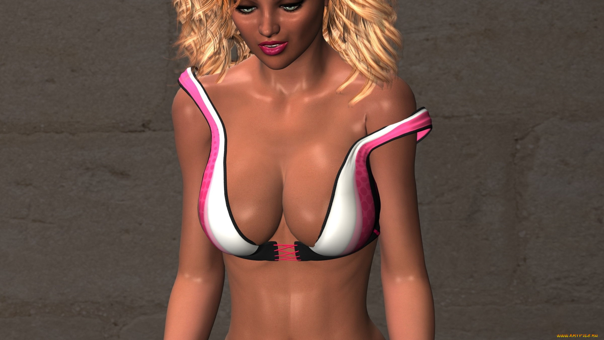 3д, графика, люди, , people, блондинка, взгляд, купальник, девушка