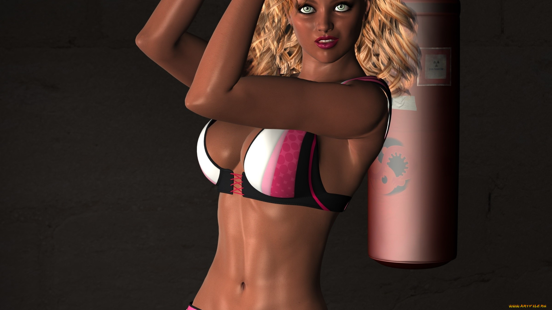 3д, графика, люди, , people, девушка, блондинка, взгляд, купальник