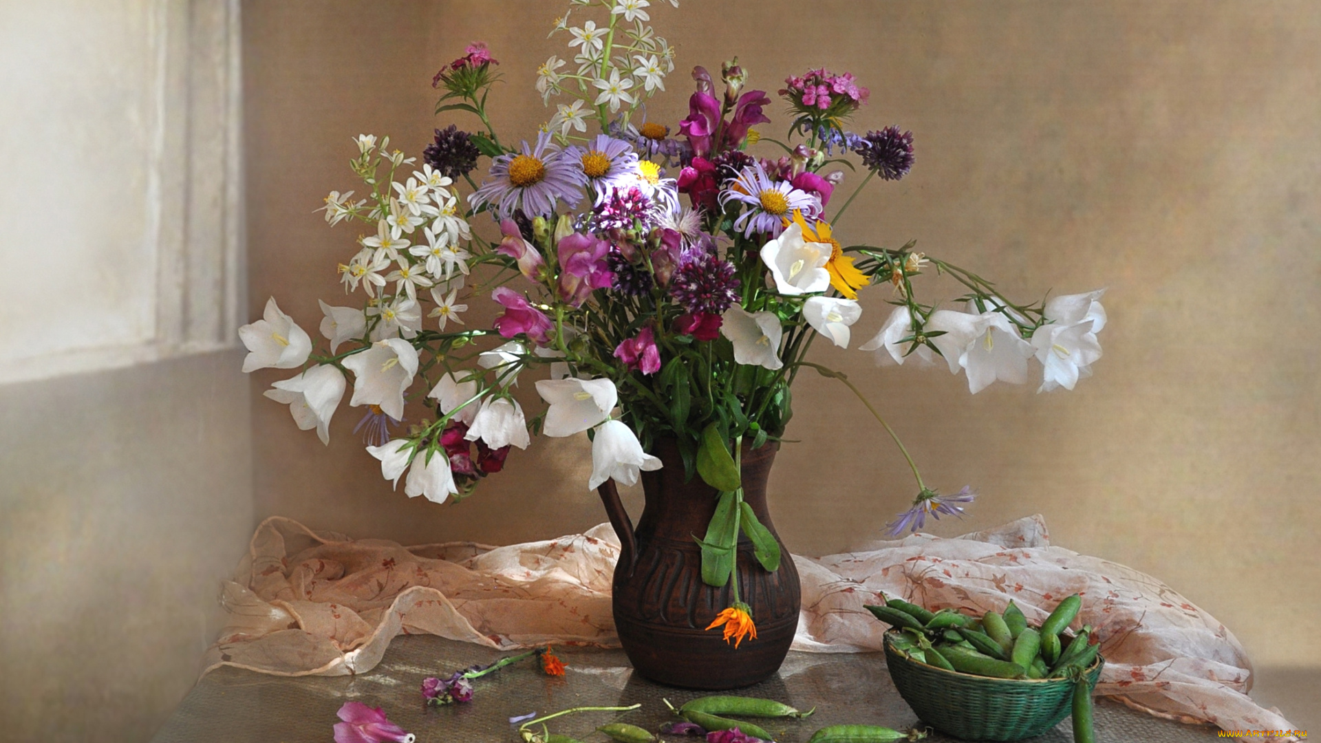 цветы, луговые, , полевые, , цветы, колокольчики, горох