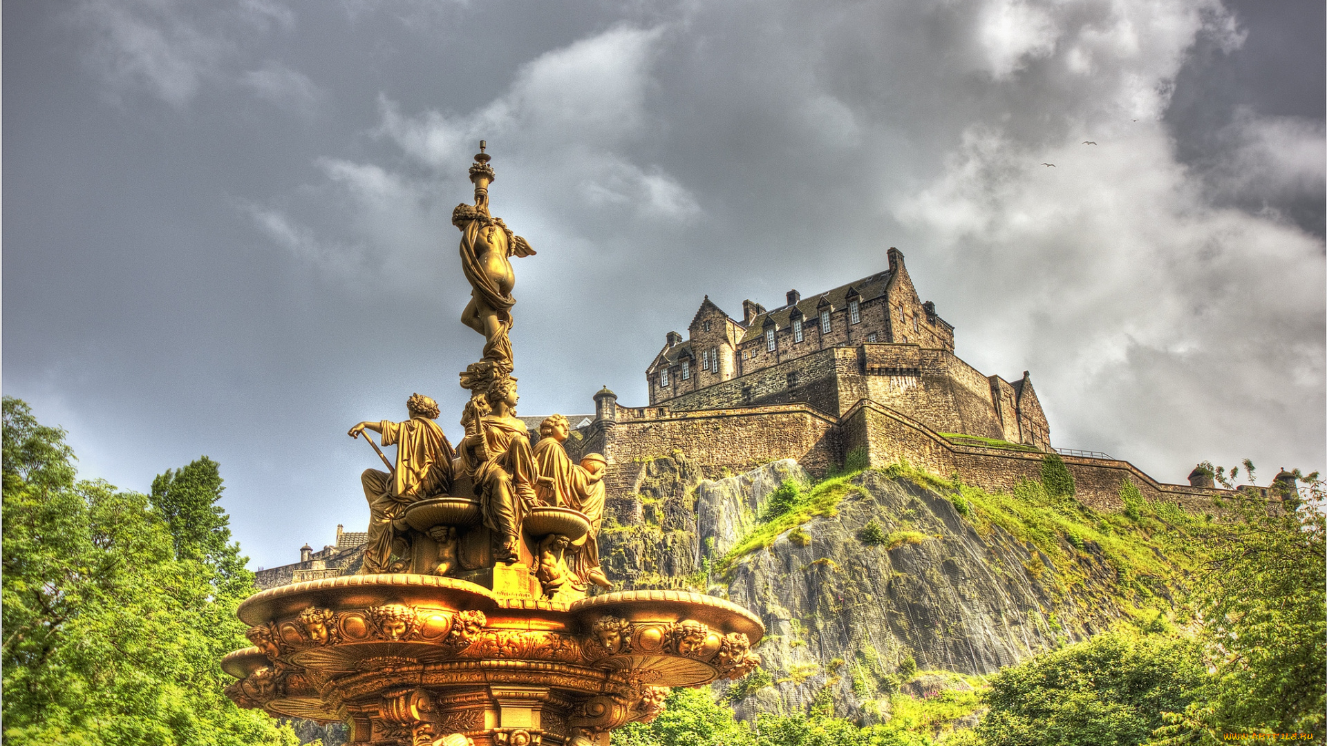 города, эдинбург, , шотландия, замок, скульптуры