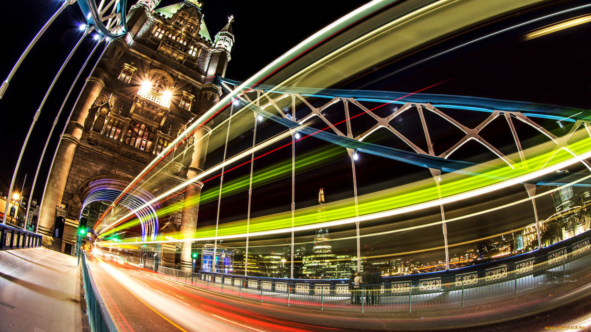 города, лондон, , великобритания, london, выдержка, свет, огни, ночь, тауэрский, мост, лондон, tower, bridge