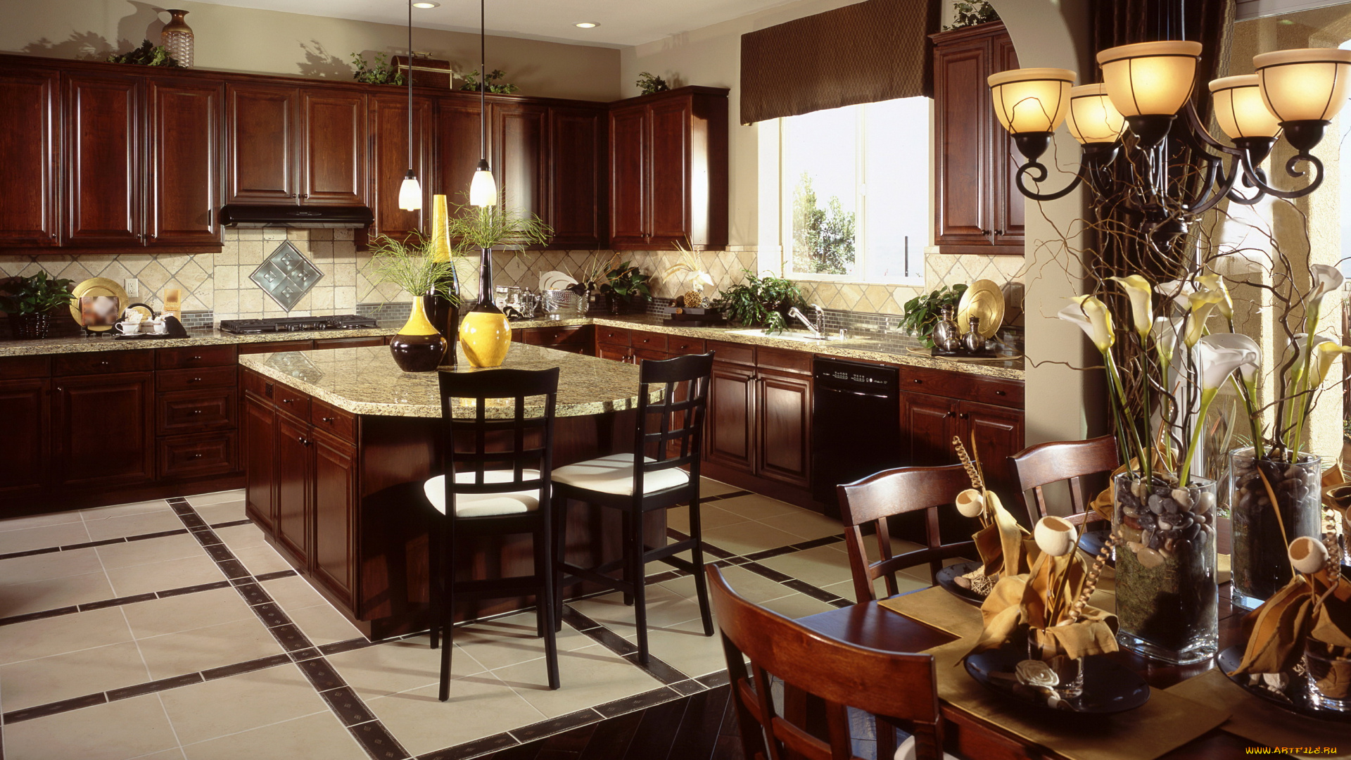 интерьер, кухня, люстра, мебель, дизайн