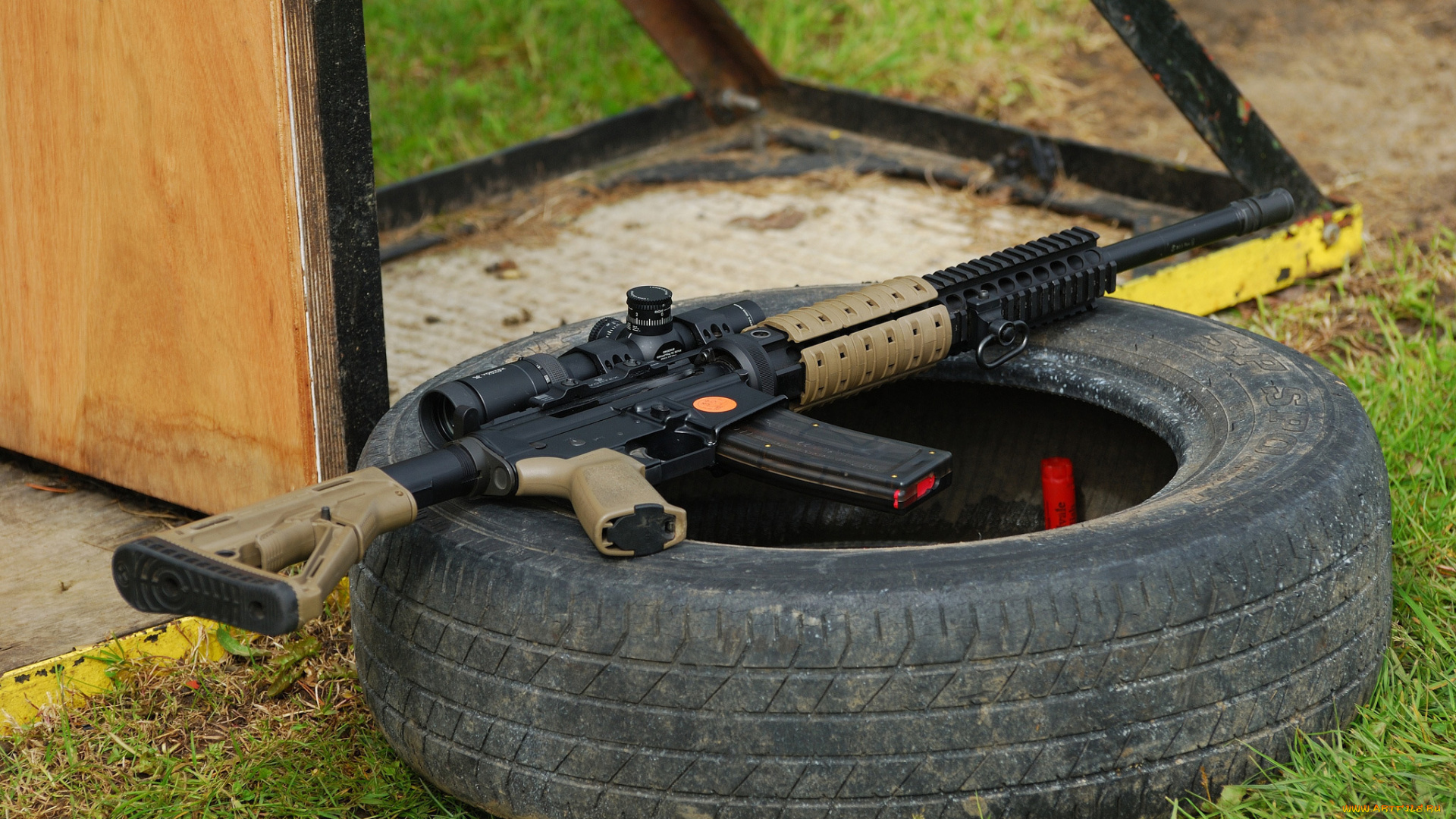 оружие, винтовки, с, прицеломприцелы, штурмовая, винтовка, ar-15