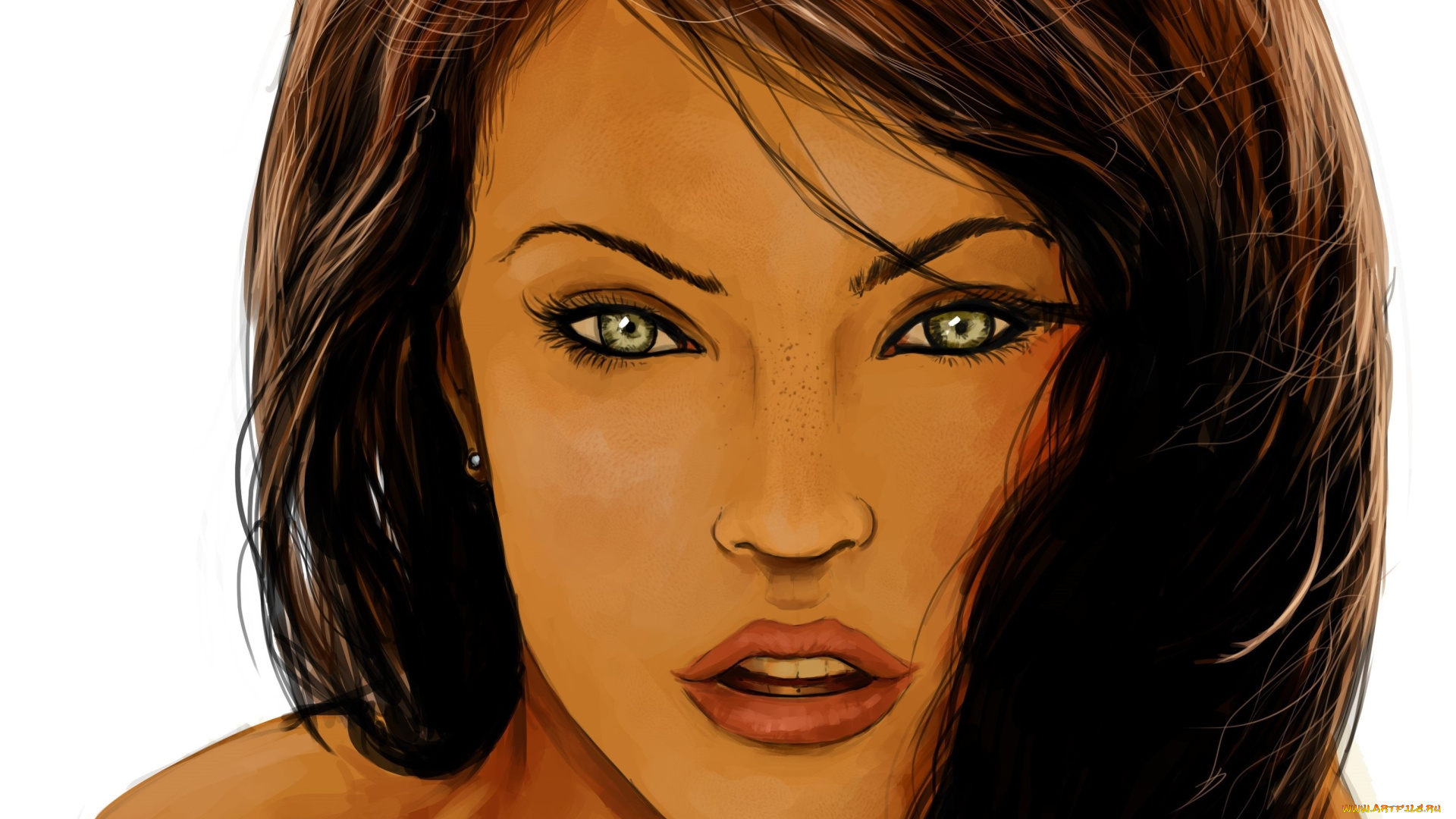 рисованные, люди, взгляд, девушка