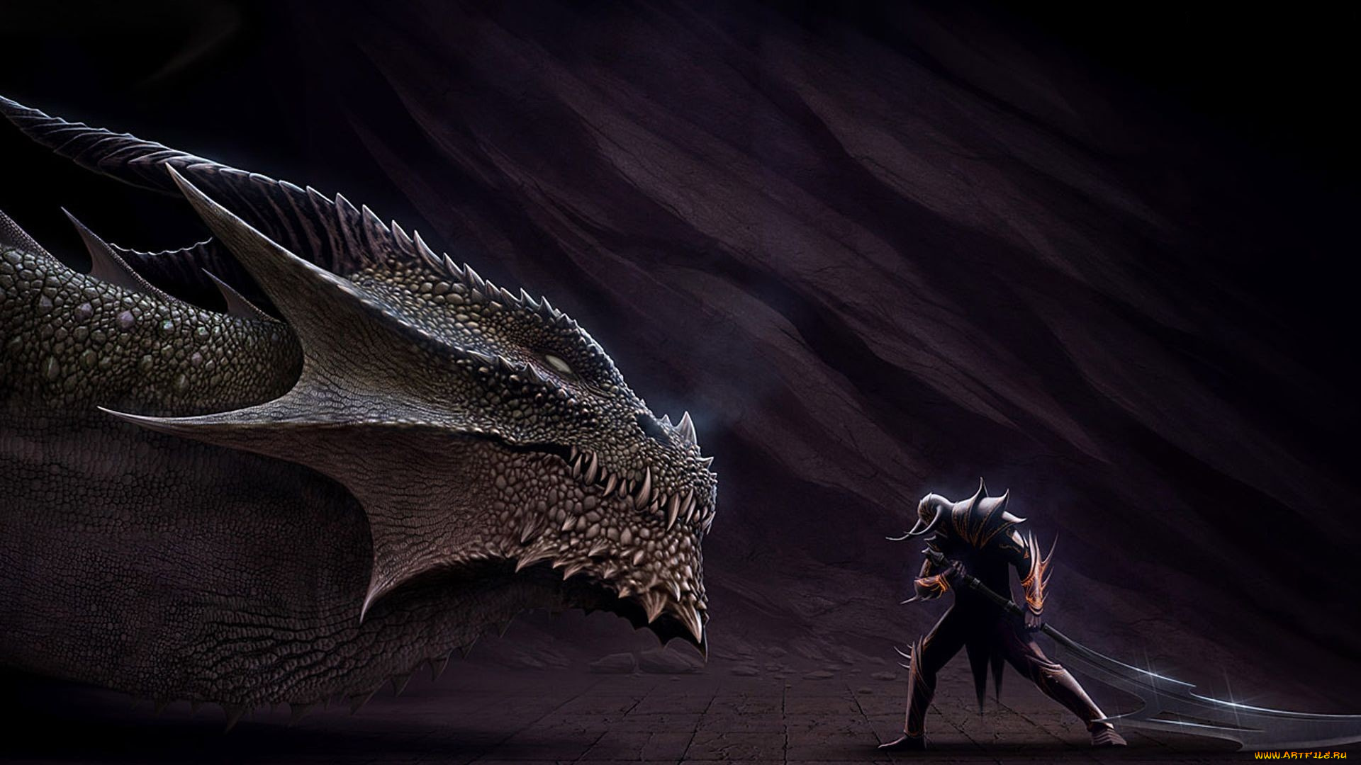 рисованные, животные, , сказочные, , мифические, меч, воин, мужчина, шлем, ящер, рога, голова, дракон