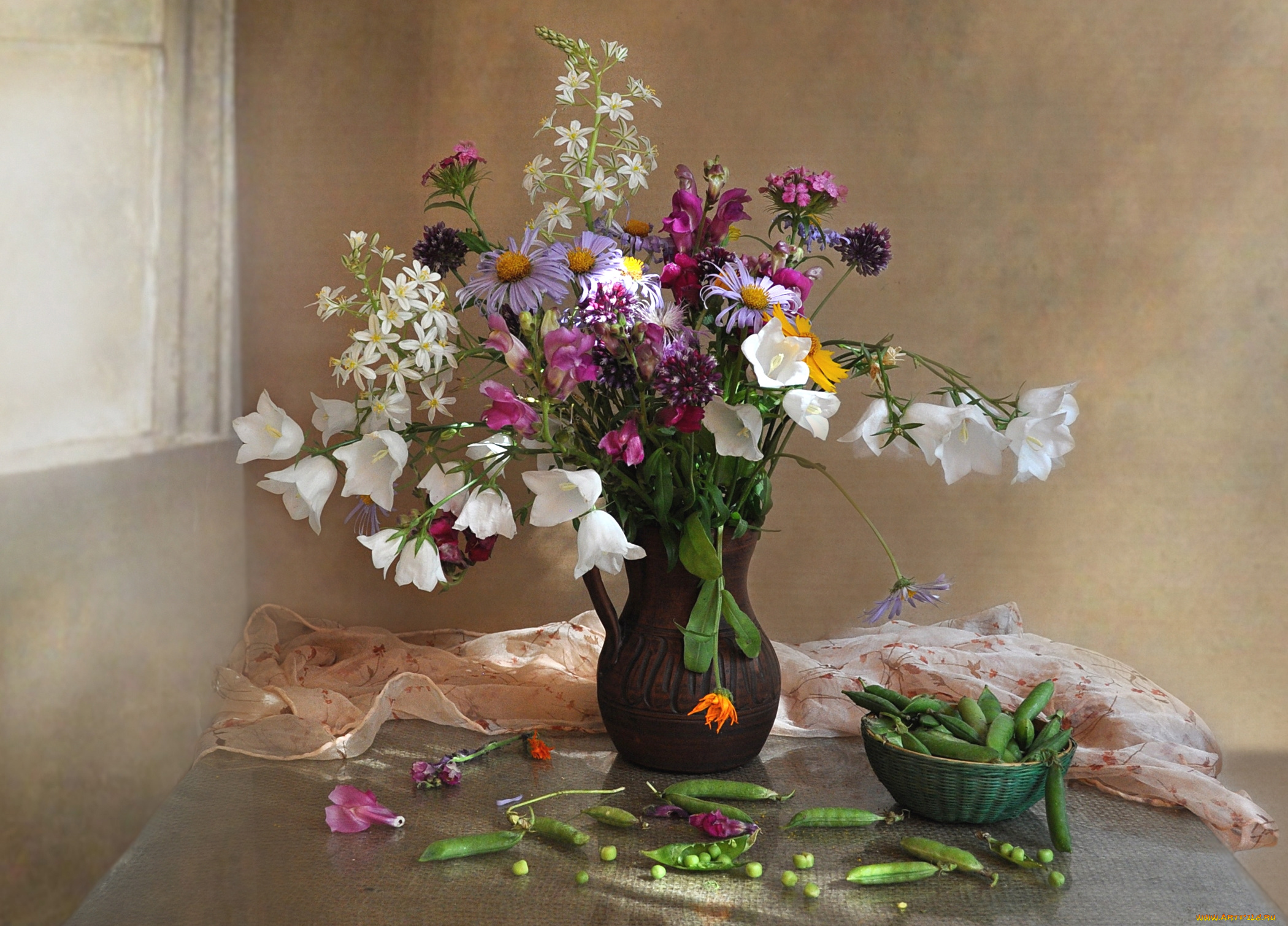 цветы, луговые, , полевые, , цветы, колокольчики, горох