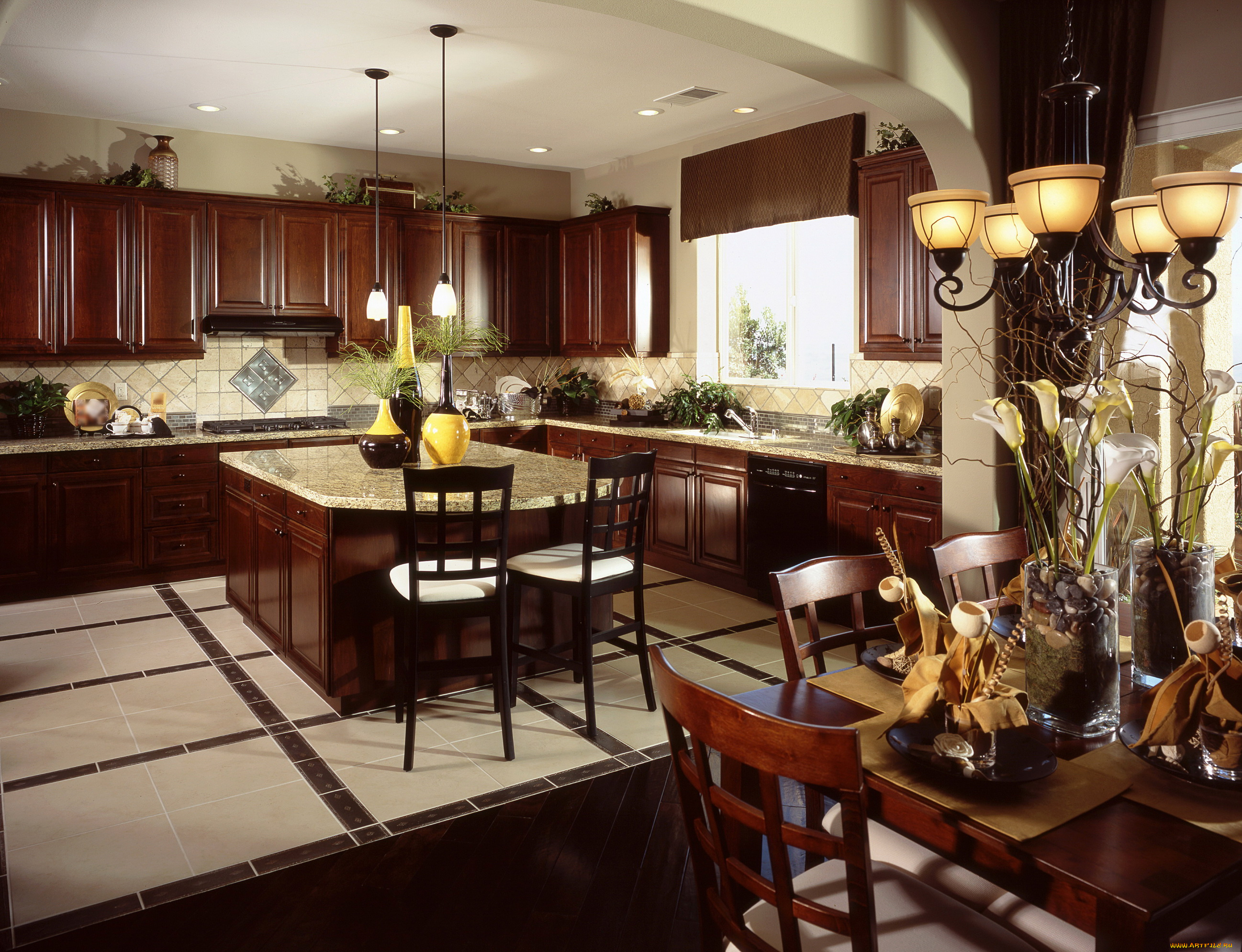 интерьер, кухня, люстра, мебель, дизайн