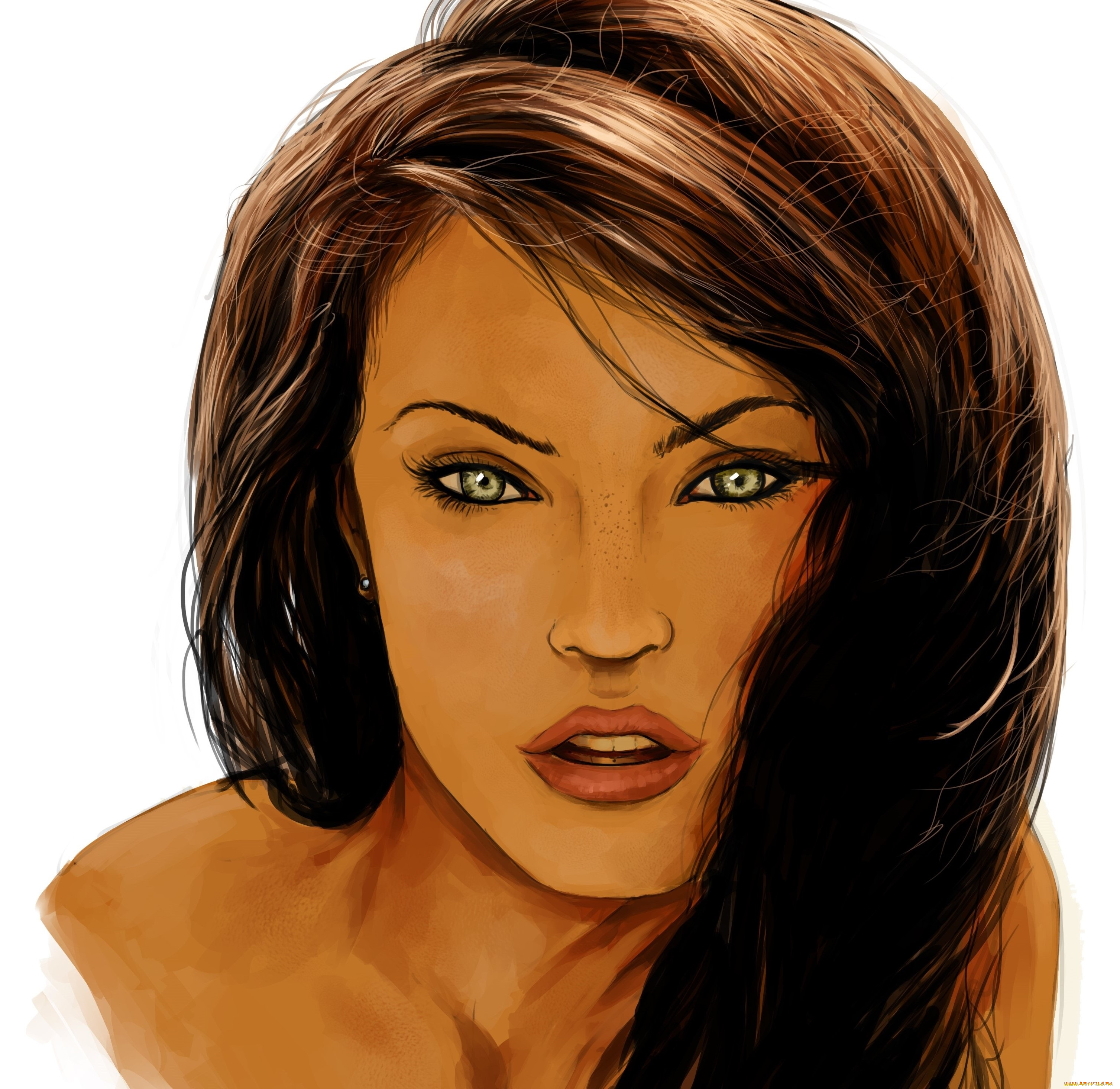 рисованные, люди, взгляд, девушка