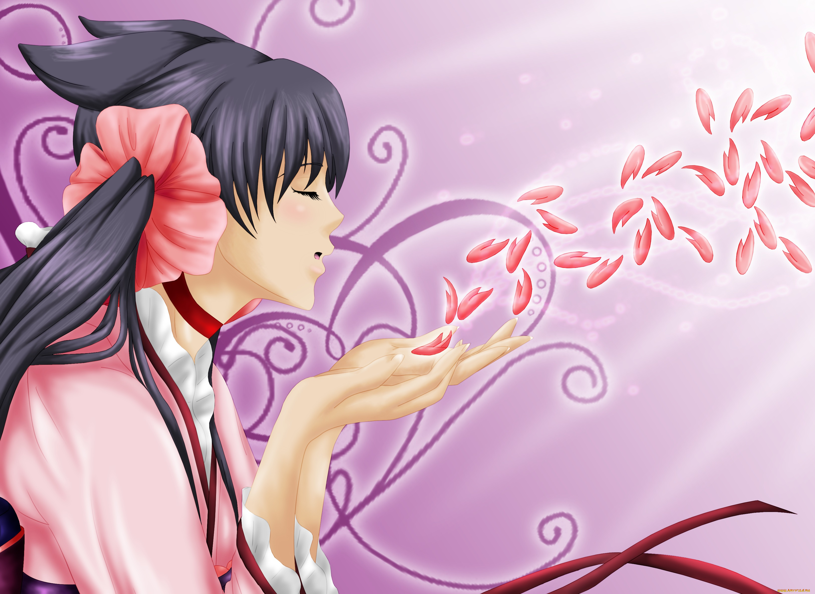 векторная, графика, девушки, лепестки, девушка