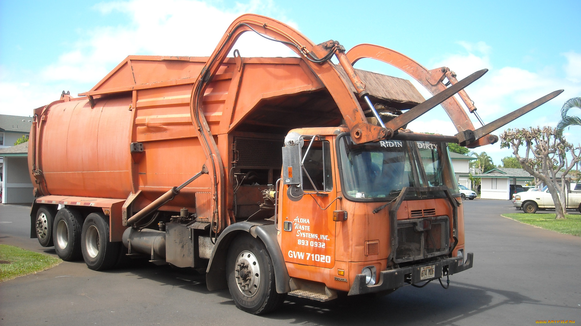 автомобили, мусоровозы, мусорщик