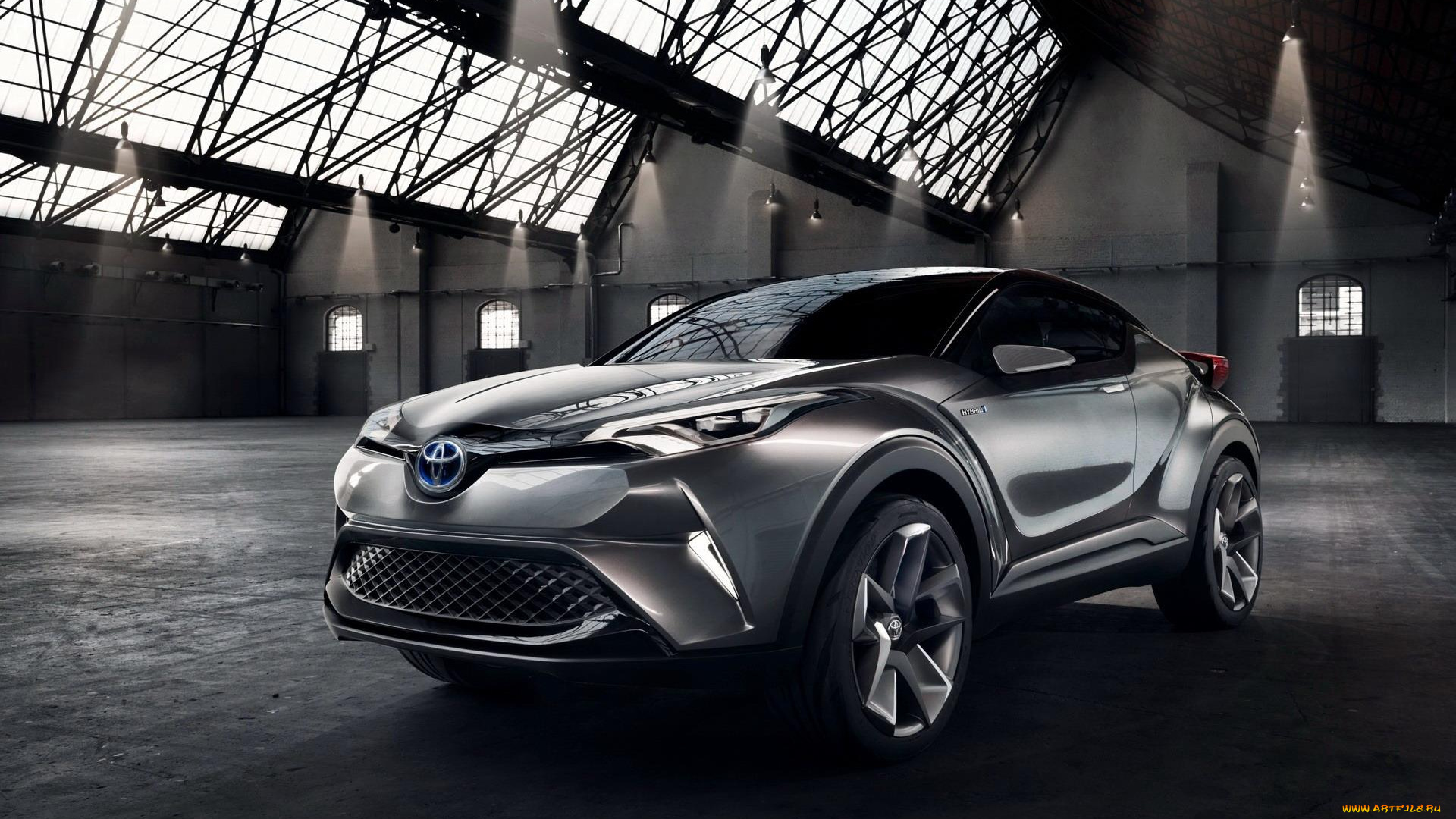 автомобили, toyota, свет, ангар, c-hr, concept, серебристый, тойота