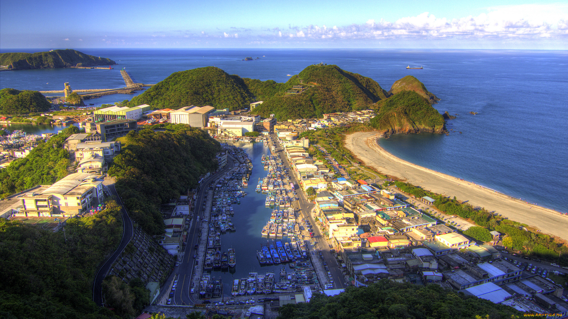 города, -, панорамы, побережье