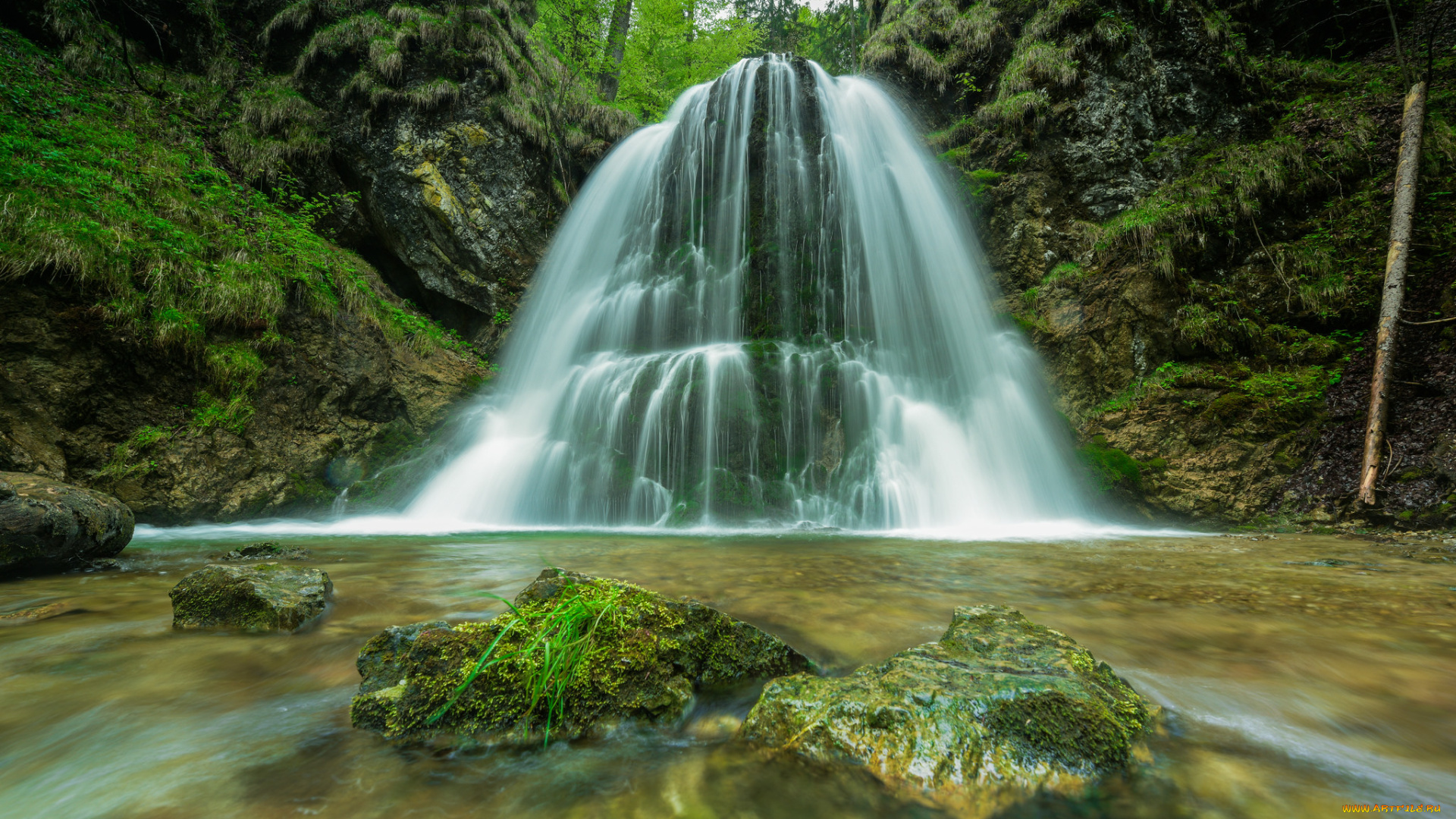 природа, водопады, водопад, река, лес