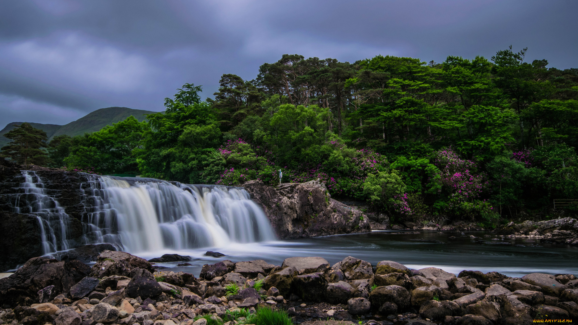 природа, водопады, водопад, река, лес