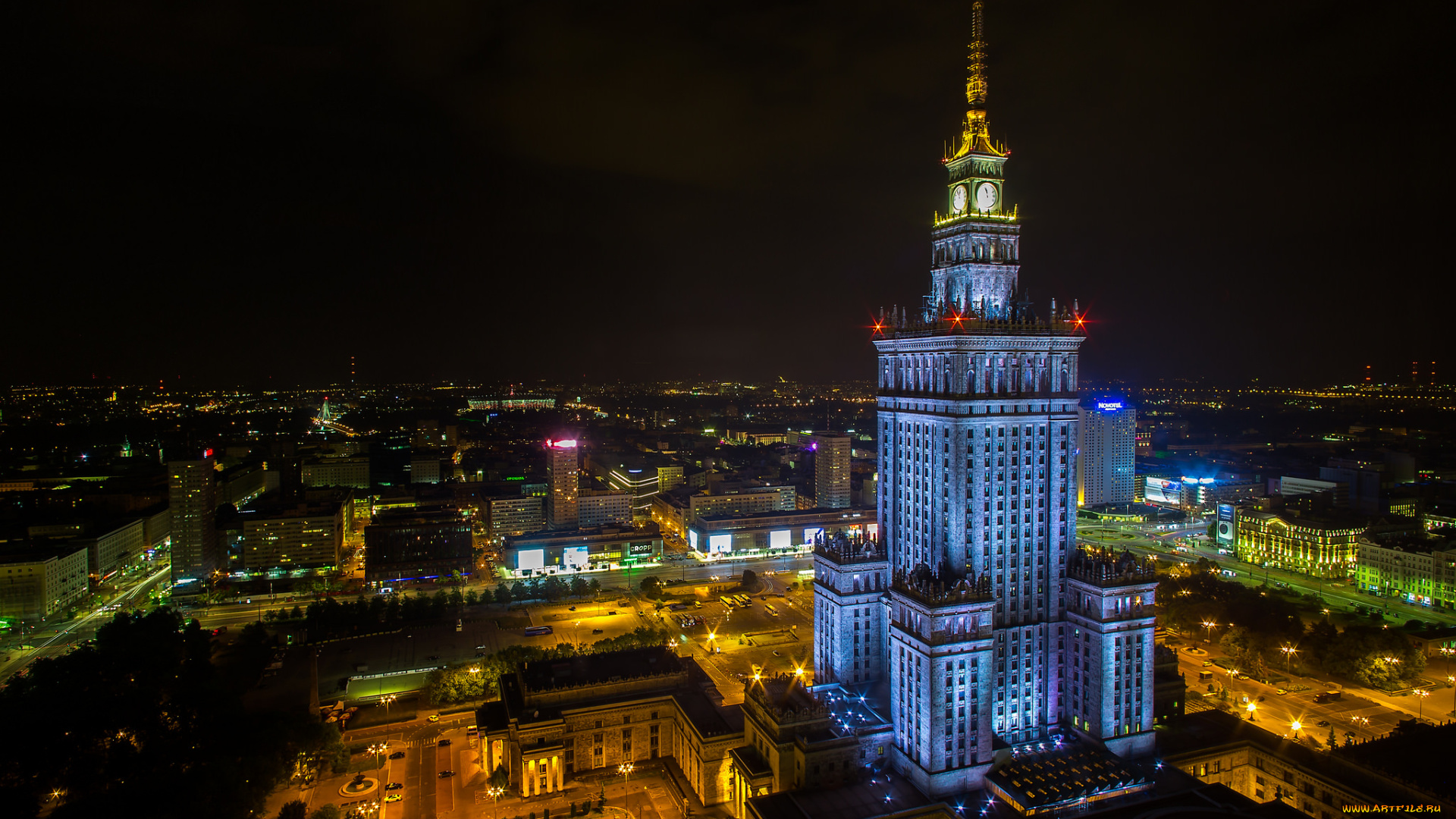 warsaw, , poland, города, варшава, , польша, ночь
