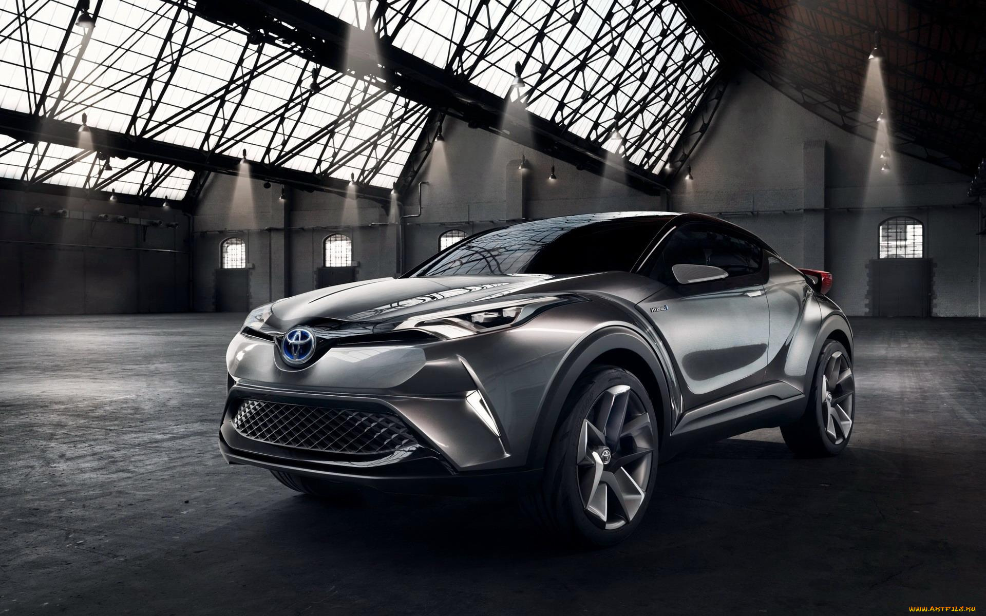 автомобили, toyota, свет, ангар, c-hr, concept, серебристый, тойота