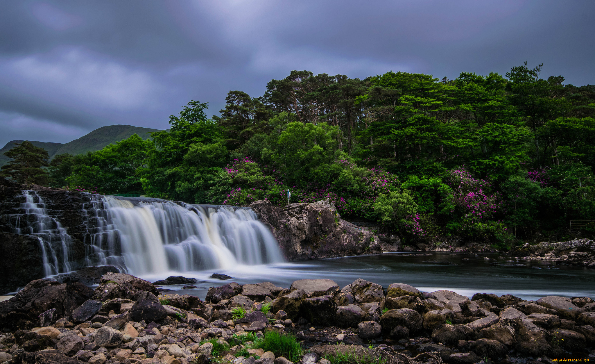природа, водопады, водопад, река, лес