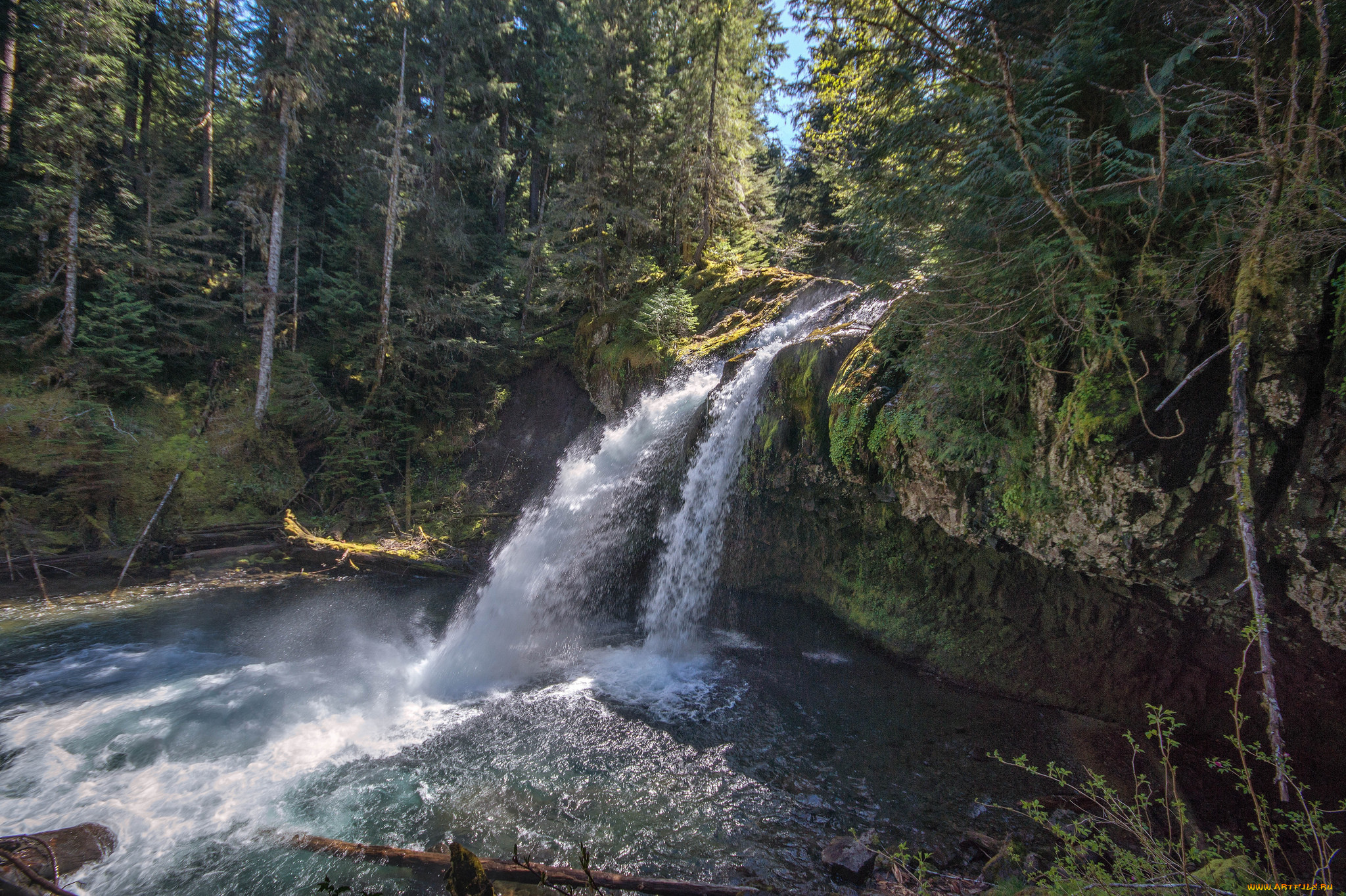 природа, водопады, водопад, река, лес