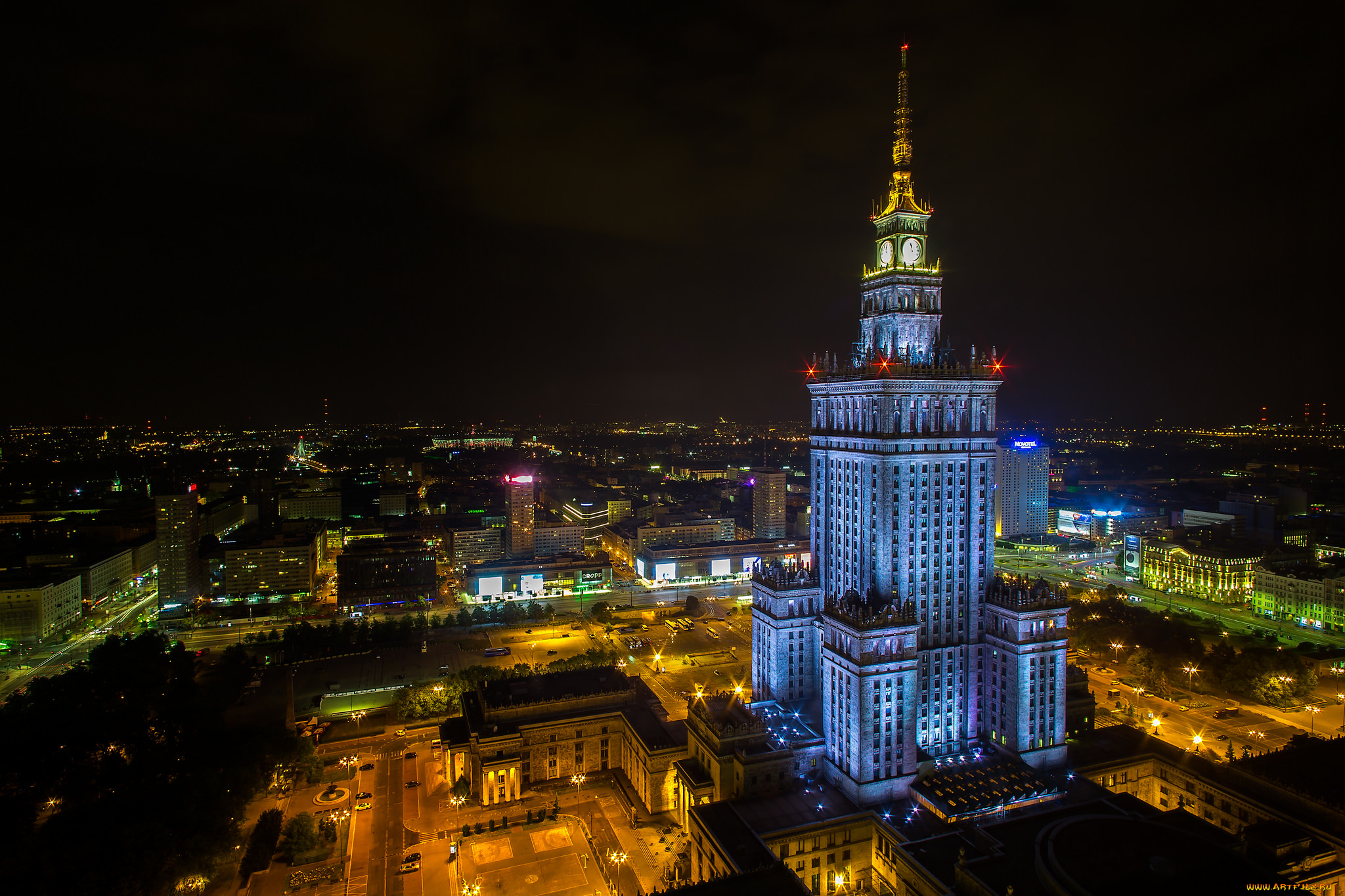 warsaw, , poland, города, варшава, , польша, ночь